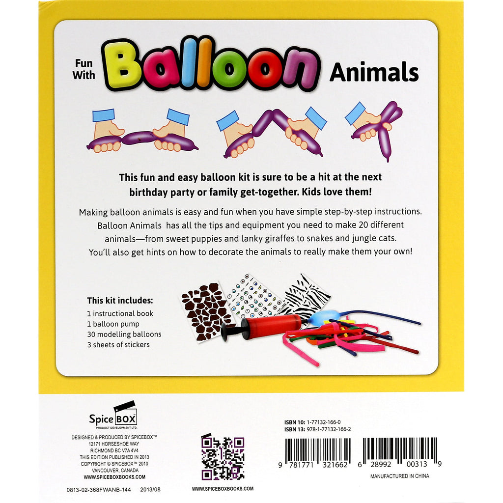 Fun With: Balloon Animals - Learn To Make Balloon Animals, Activity Kit, 30 Modelling Balloons To Create 20 Different Animals, Party Set, Kids Ages 8+