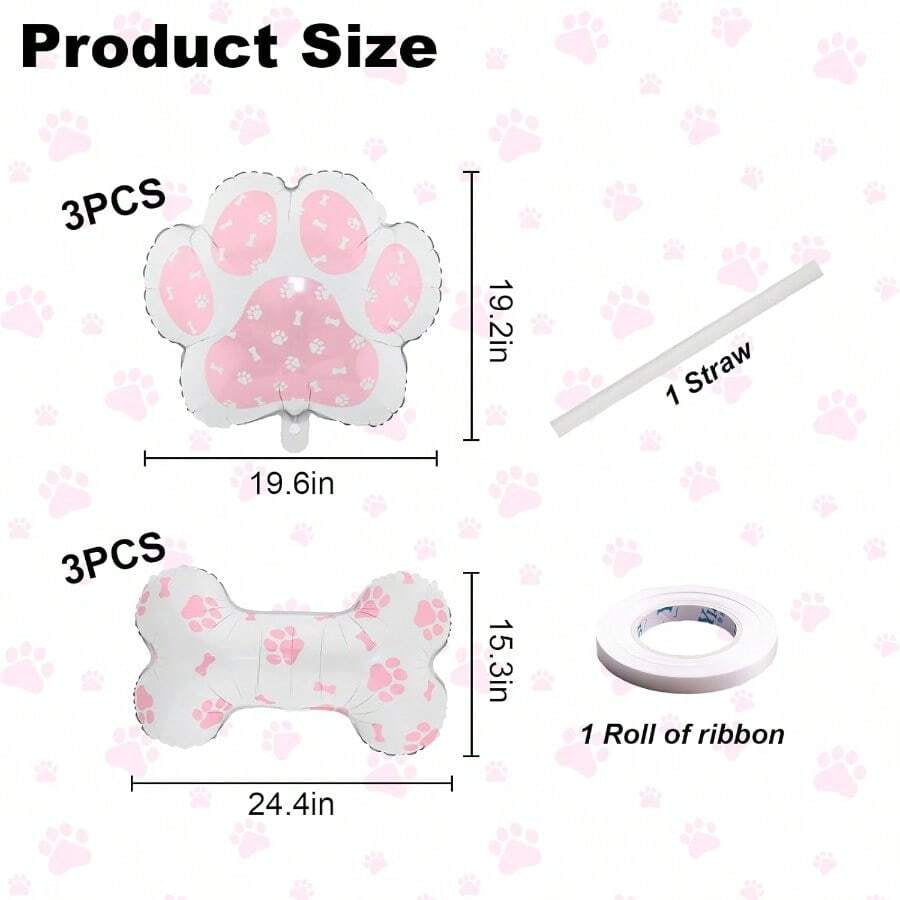 Paw Print SetPink Dog Paw Balloons Bone Balloons Dog Party Decorations Paw Print Balloon For Baby Shower Birthday Pets Party Decorations 6 PcsQAZ5801