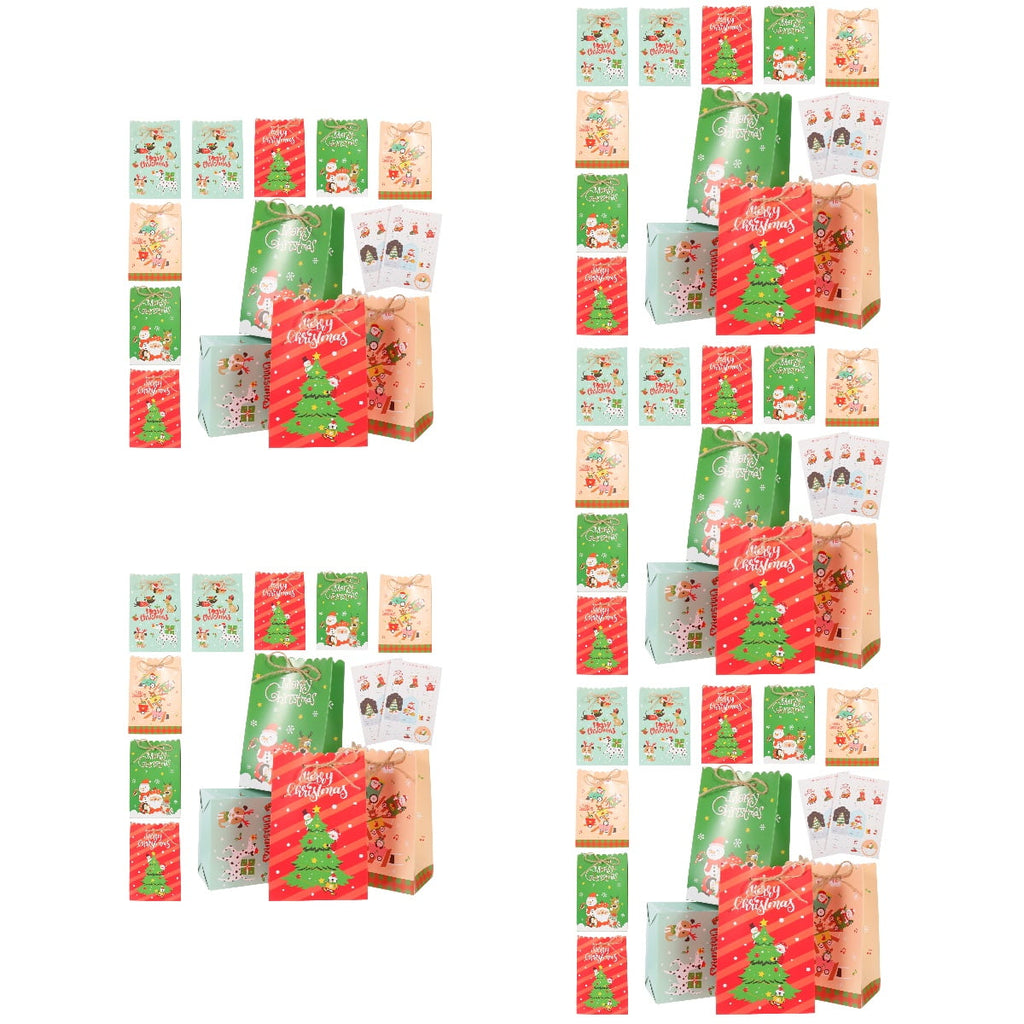 EXHUMKY Multi Color 5 Sets BERTDOMD Christmas Treat Bags Rectangular Wrapping Paper Storage Pouches Party Supplies