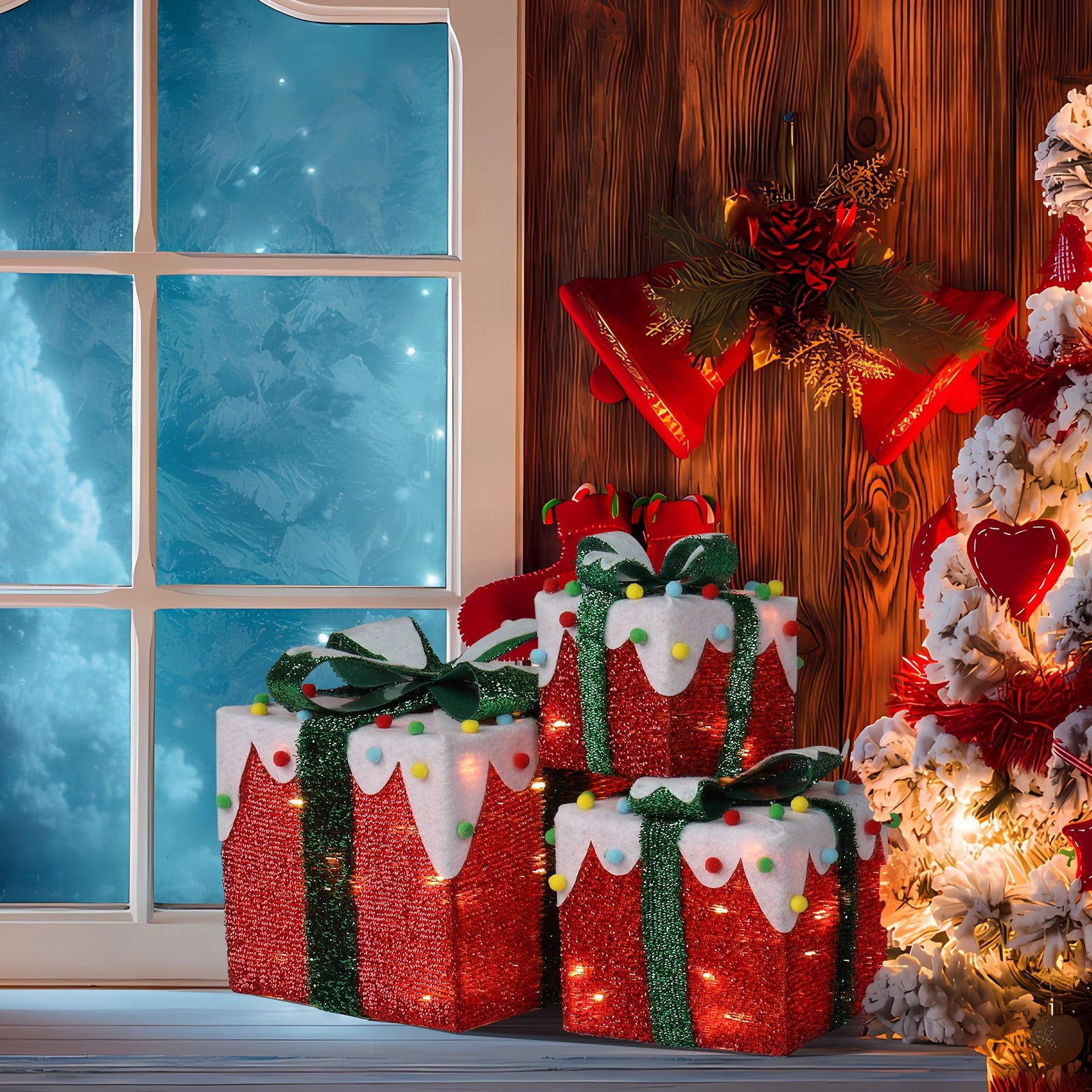 iTopRoad Christmas Decorations 3pcs Lighted Gift Boxes Light Up Gift Boxes for Holiday;Thanksgiving;Yard;Home Outdoor Indoor Decor