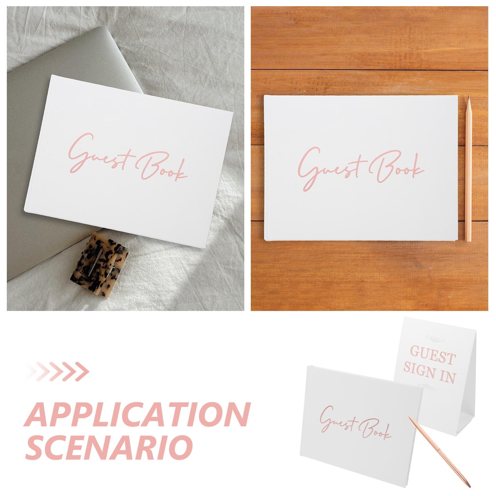 HEMOTON Wedding Guest Book for Signing with White Cover Made of Paper and Plastic for Wedding Ceremony 8.5 x 11 inches