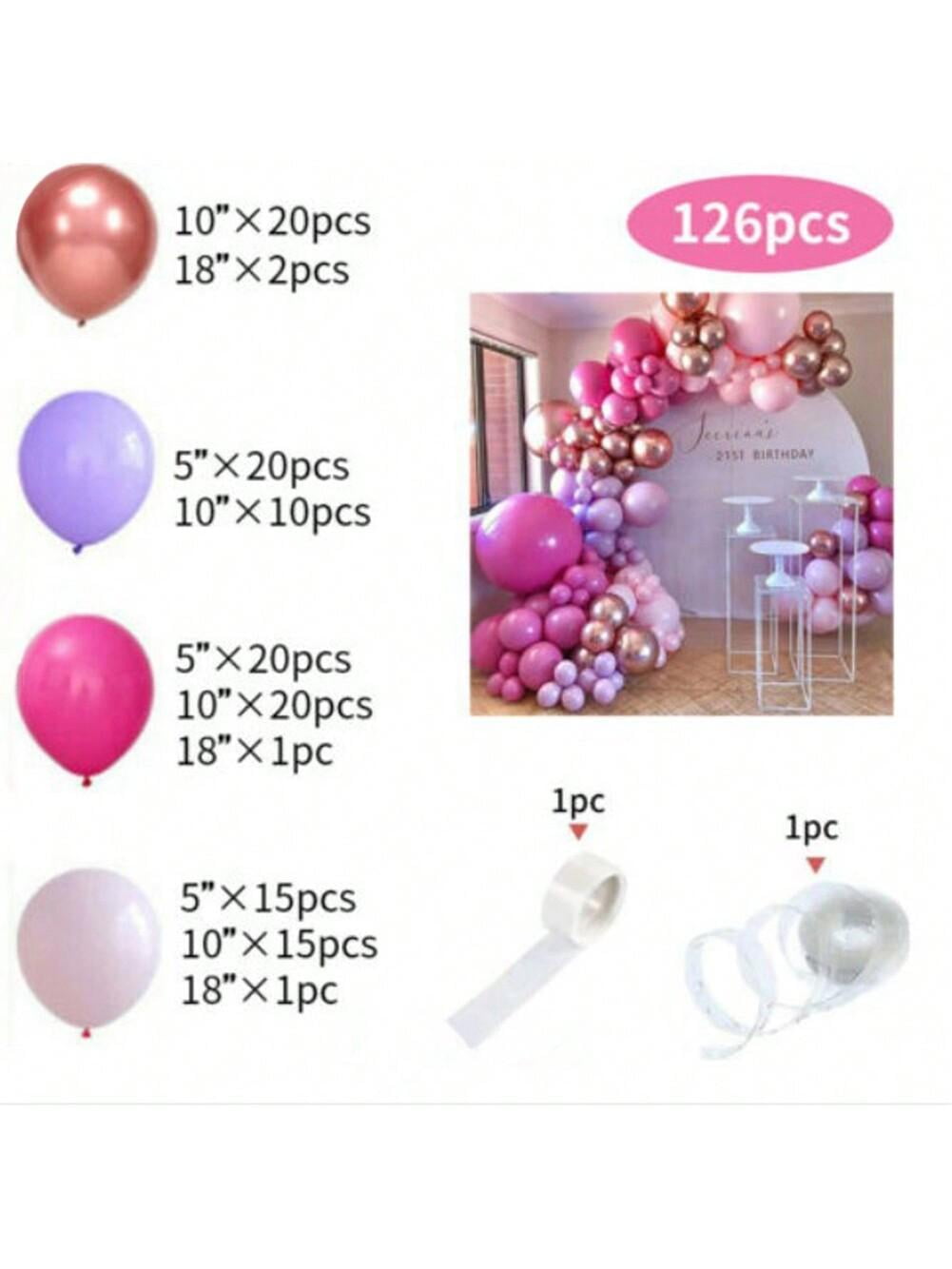 126pcs Latex Balloon Garland Arch Kit Colorful Birthday Wedding Celebration Party Decorative Balloons Round Matte