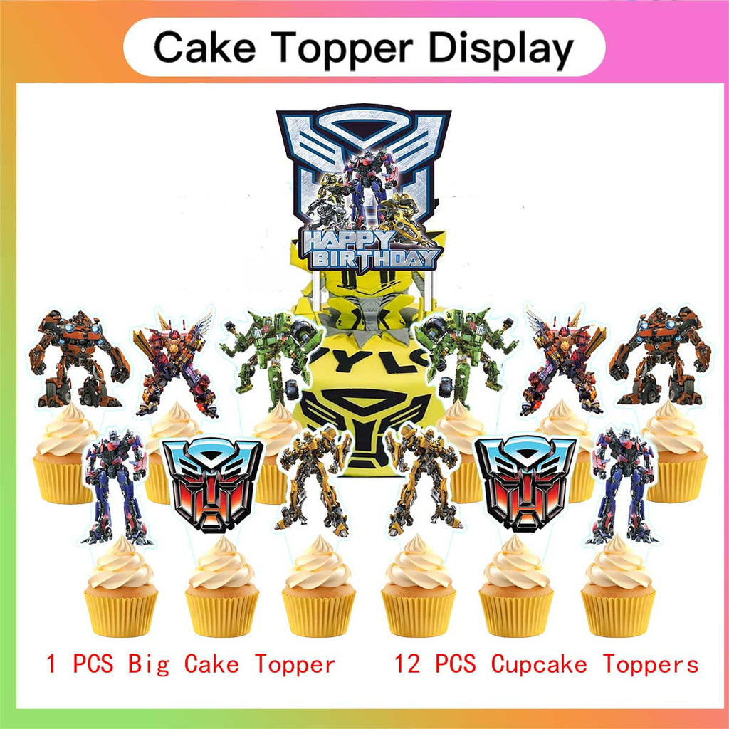 Transformer Birthday Party Supplies Balloons Plates Decoration Cake Topper Decor Tableware Banner Backdrop