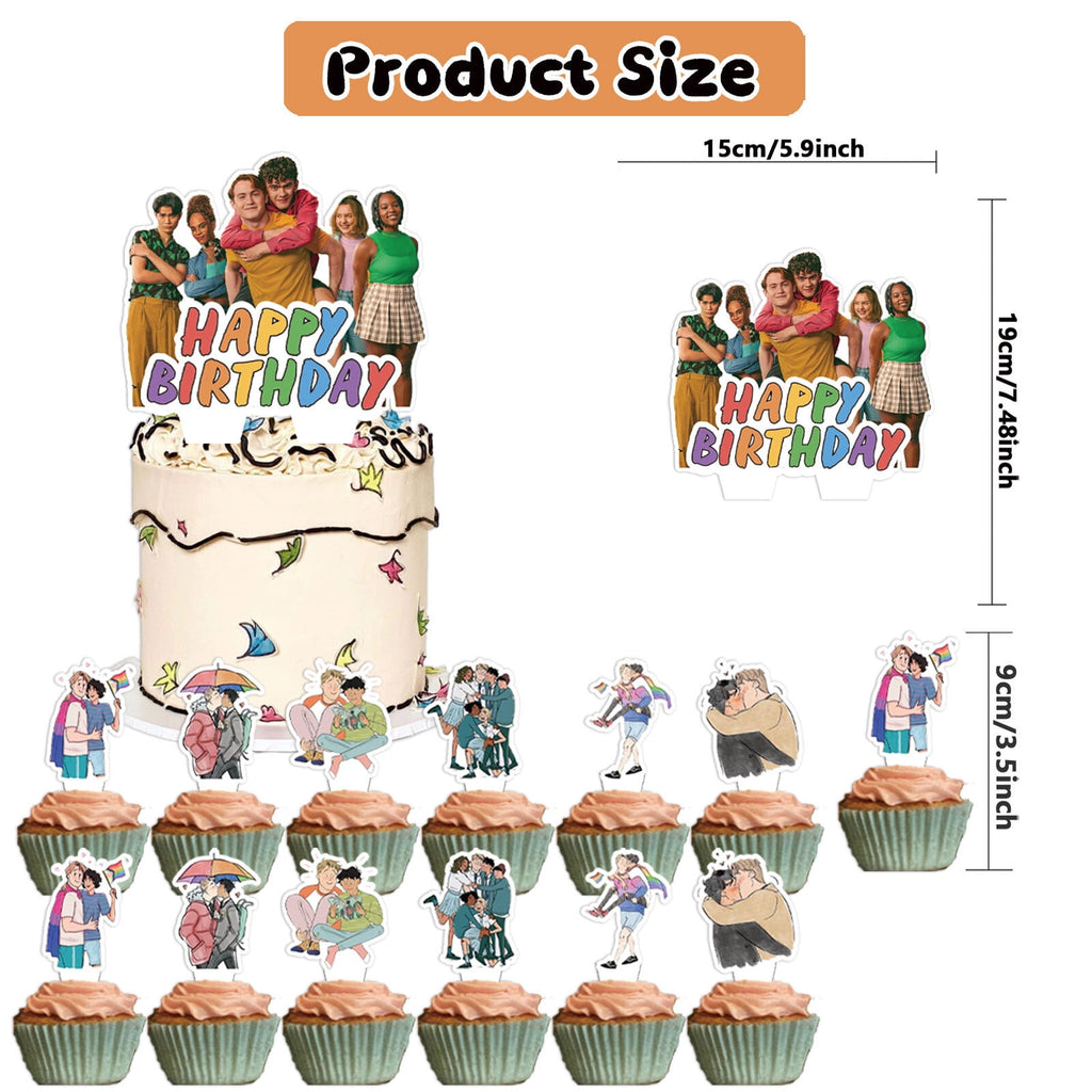 32 Pcs For Heartstopper Theme Birthday Party Decorations,With 1 Happy Birthday Banner Garland,13 Cupcake Toppers,18 Balloons for Party Decorations