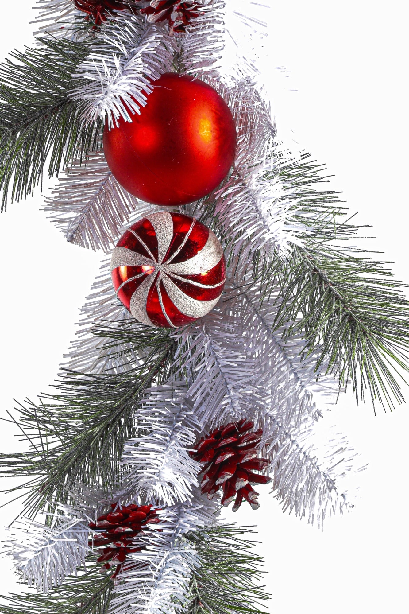 Alta Innova G48 MFMG6038X6X 6 ft. Garland with Pinecones & Ornaments, Red & White