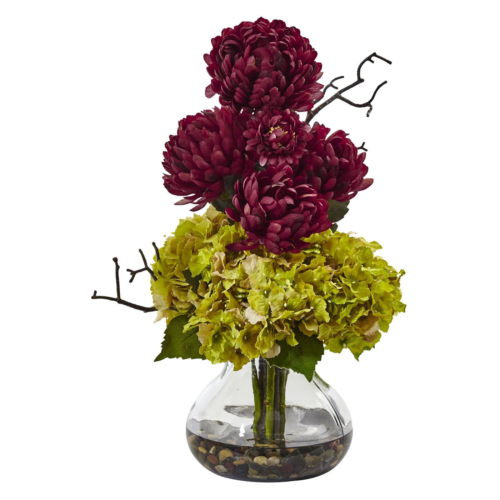 Nearly Natural Hydrangea and Mum in Vase