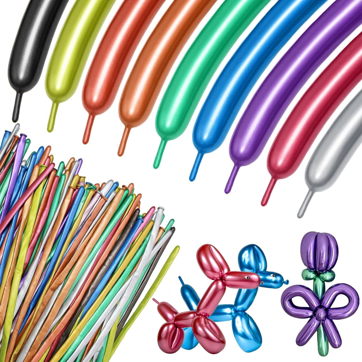 100 clear 260 balloons, clear long and thin balloons, animal balloons, high-quality balloons for beginners to make children's carnival party decorations