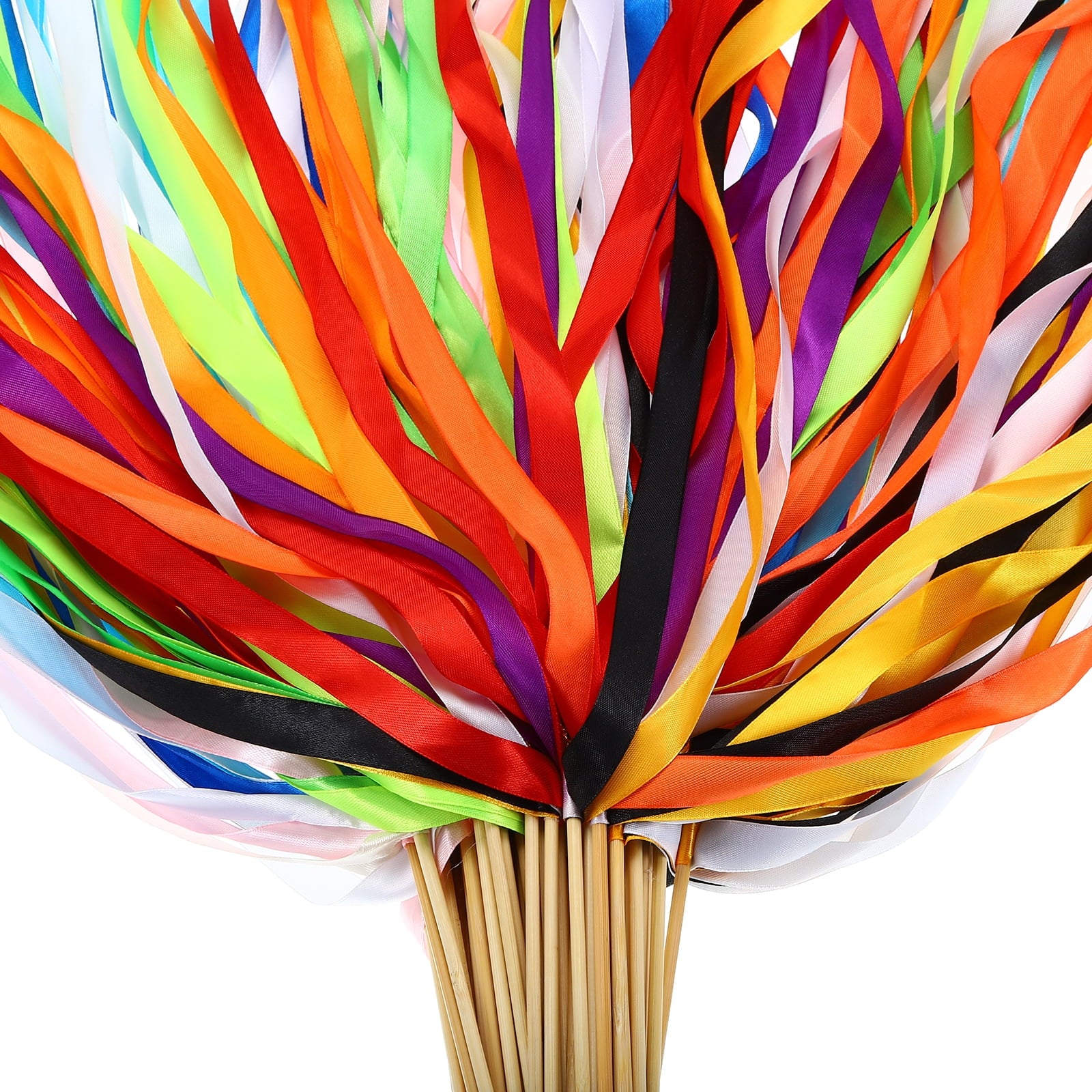 100Pcs Wedding Party Ribbon Streamers Sticks for Wedding Party Celebration, Multicolored