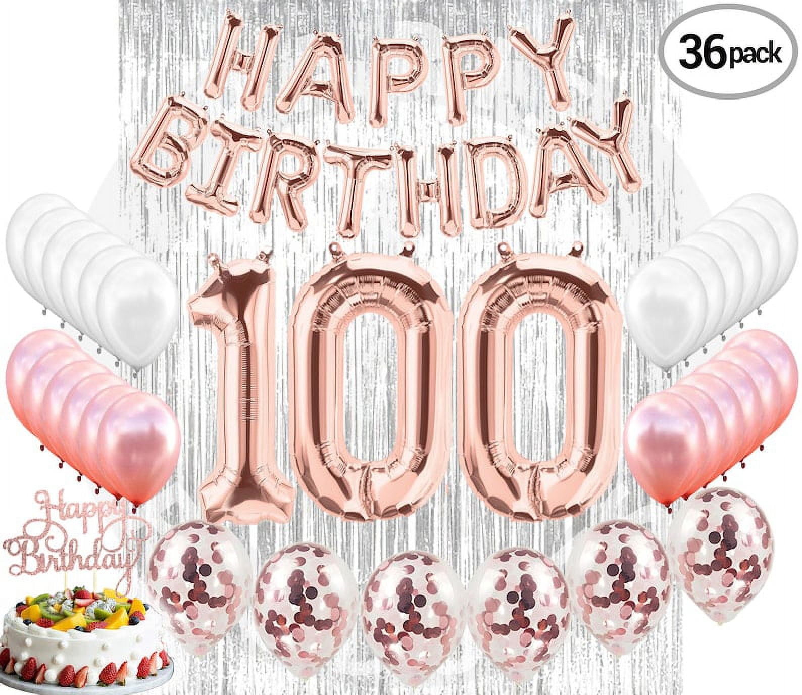 4th Birthday Decorations Party Supplies, Rose Gold 4Number Balloons 4th Foil Mylar Balloons Latex Balloon Decoration 4th Birthday Gifts