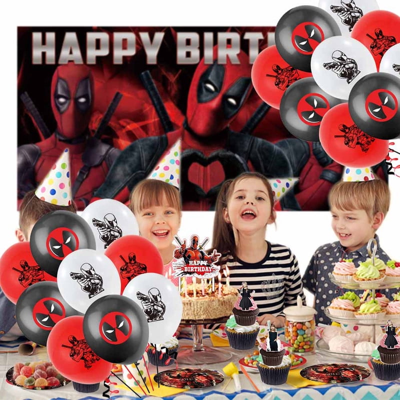 Dead Pool Party Supplies Plates Decorations Birthday Cake Topper Banner Decor Backdrop Balloons