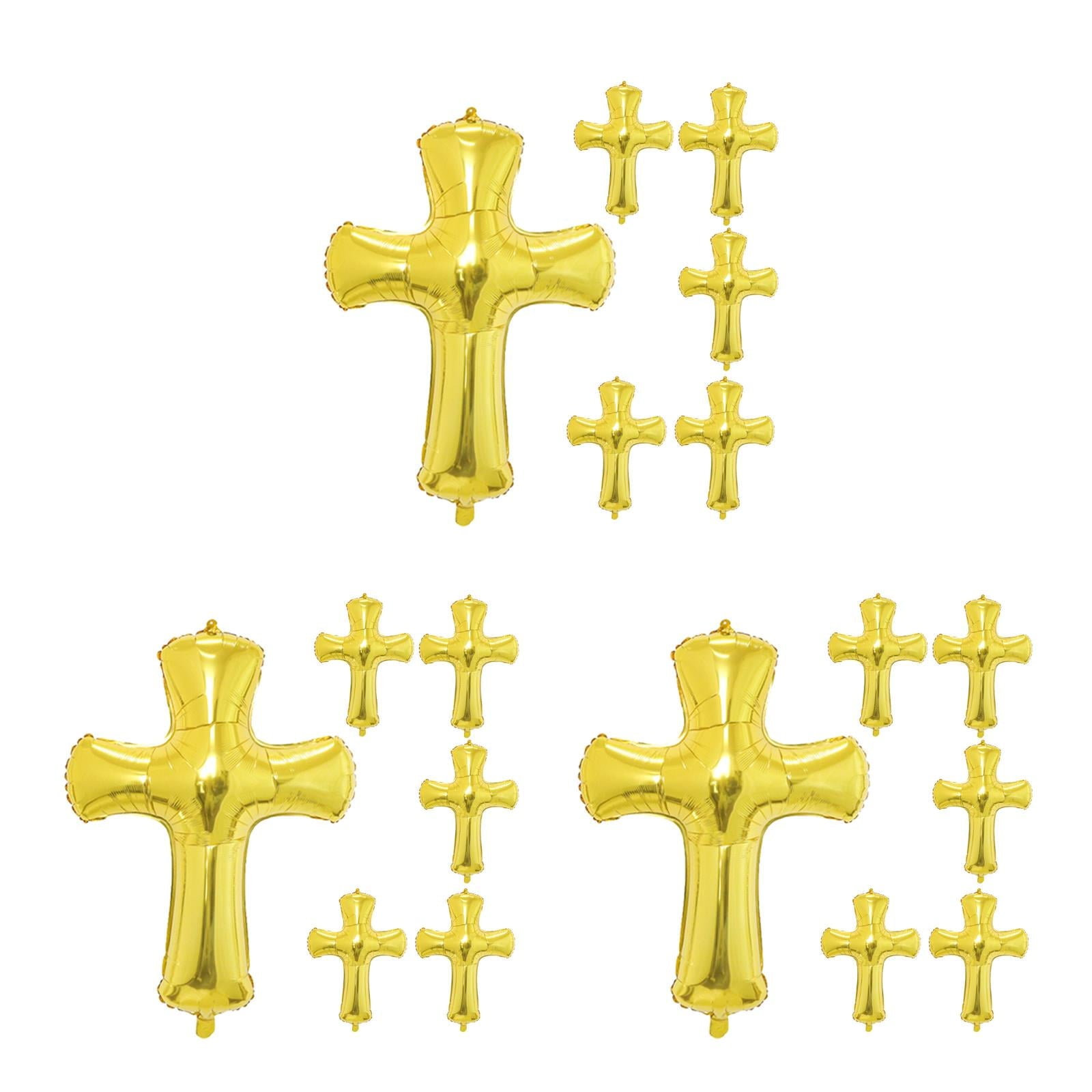 Raindrops 18 pcs  Cross Balloons for Baptism Baby Shower Decorations Aluminum Foil Balloons Cross Shape Balloon Decorative Balloons Baby Christening Foil Balloon for Party