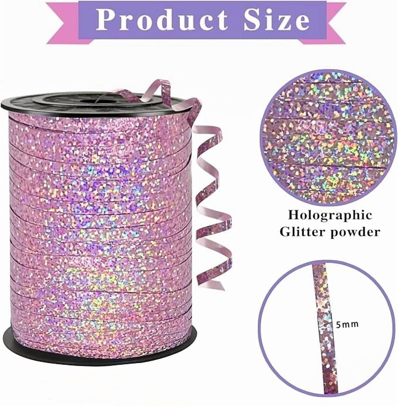 Metallic Shiny Curling Ribbon，400m，0.5cm for Crafts,Gift Wrapping, Balloon String, Baby Shower, Parties & Festivals, Florist Flowers (Laser Pink)