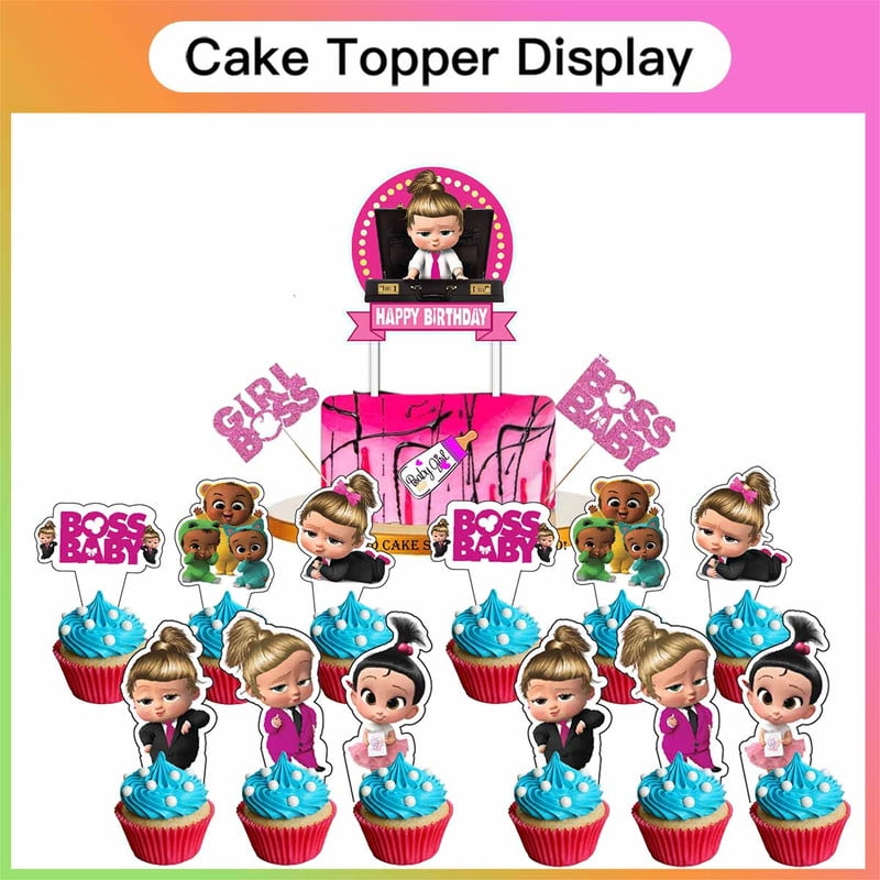 Boss Baby White Girl Party Decor Plates Cake Topper Balloons Banner Backdrop Supplies Decorations Tableware