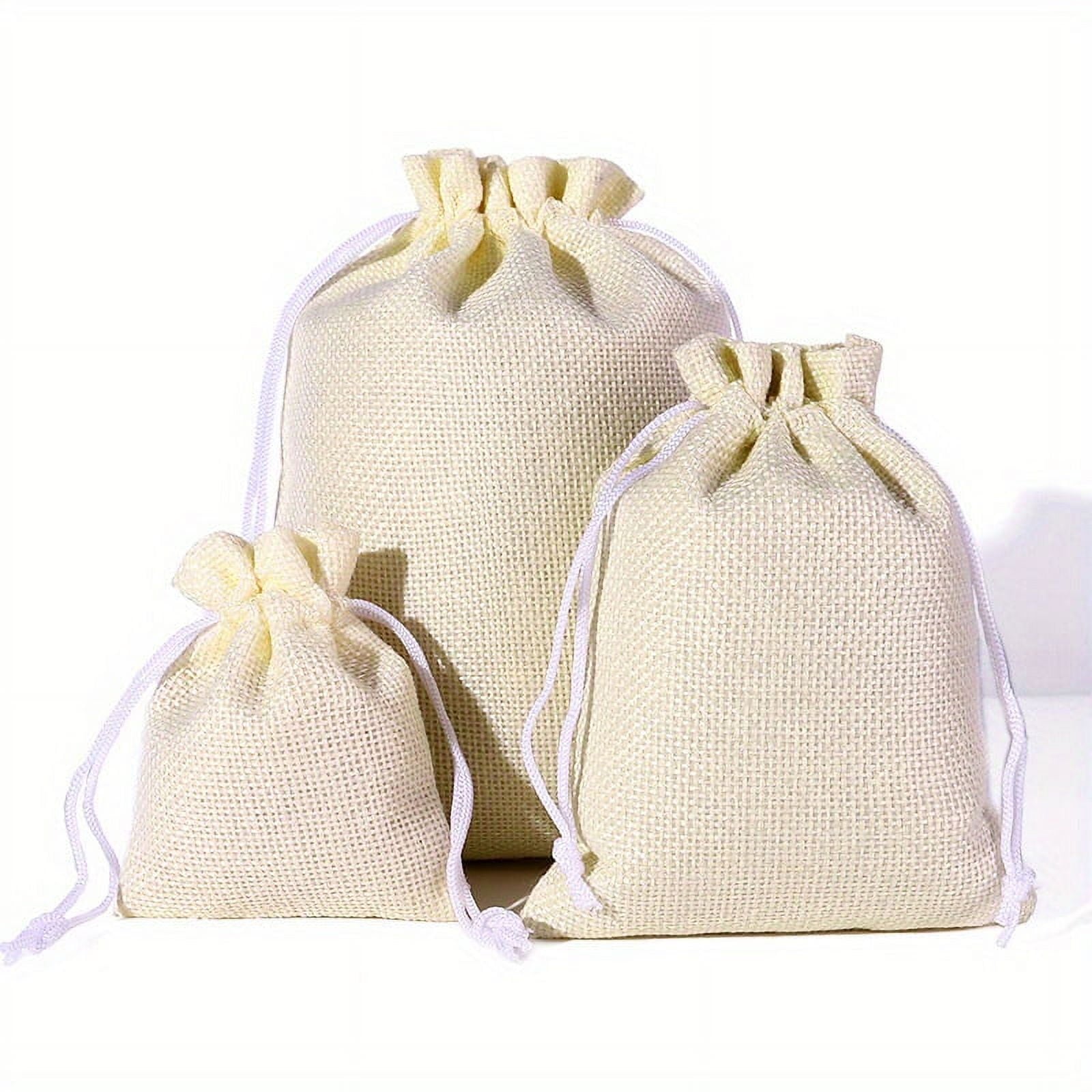 Drawstring burlap bags, drawstring gift bags, portable jewelry pouches, for wedding party treat and DIY craft