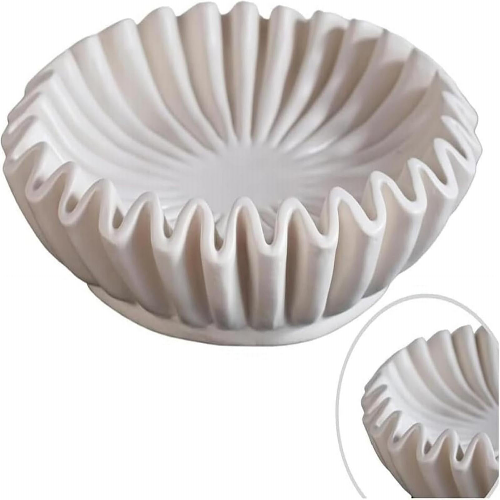 Qianduo Desk Decor Clearance Room Decor Ruffle Bowl Decorative Bowls for Home Decor Vintage Ring Dish Fruit Bowl Ruffle Bowl Decor for Living Room Design Coffee Table Bookshelf Black