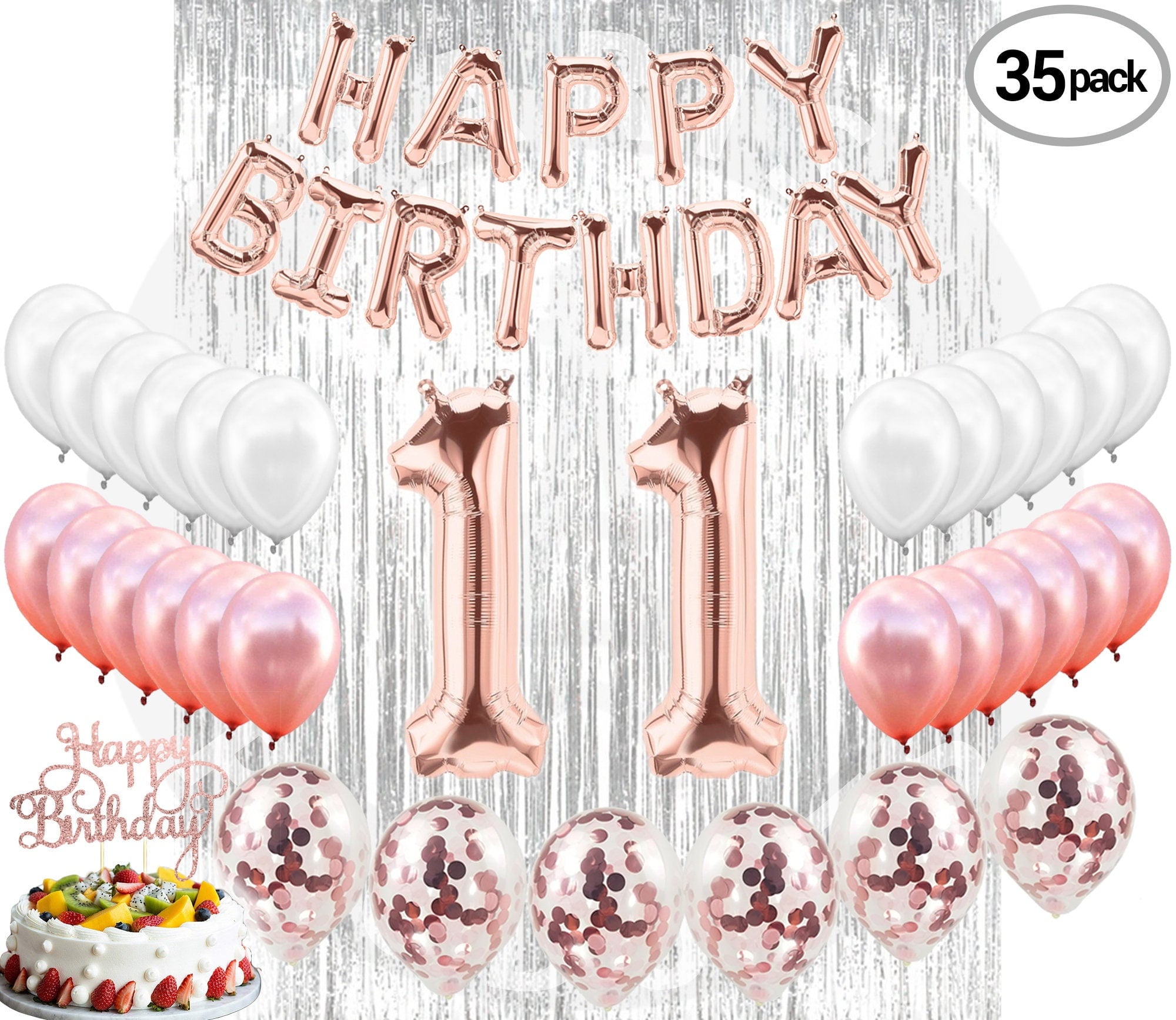 4th Birthday Decorations Party Supplies, Rose Gold 4Number Balloons 4th Foil Mylar Balloons Latex Balloon Decoration 4th Birthday Gifts