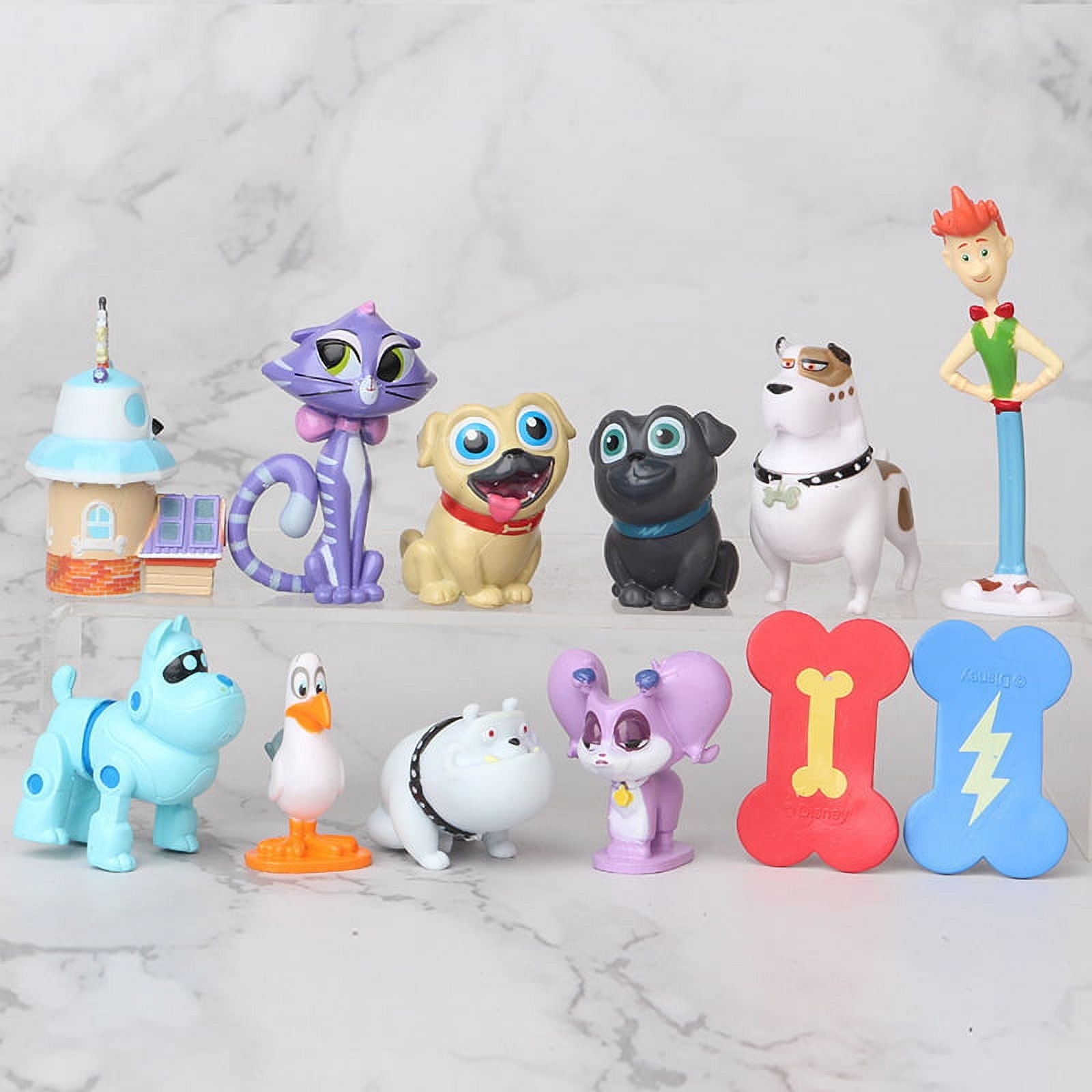 12 Pcs Cartoon Character ,Red House and Dog Set 2 Inch Mini Action Figures Set Cake Topper Table Decoration Cute Gift for Kids and FansG15