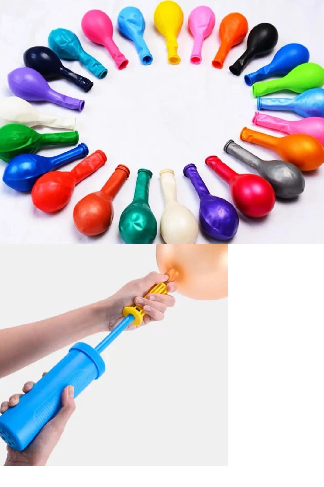 12” Thick Assorted Color Round Balloons - 100 Pcs With Hand Pump For Party & Dec