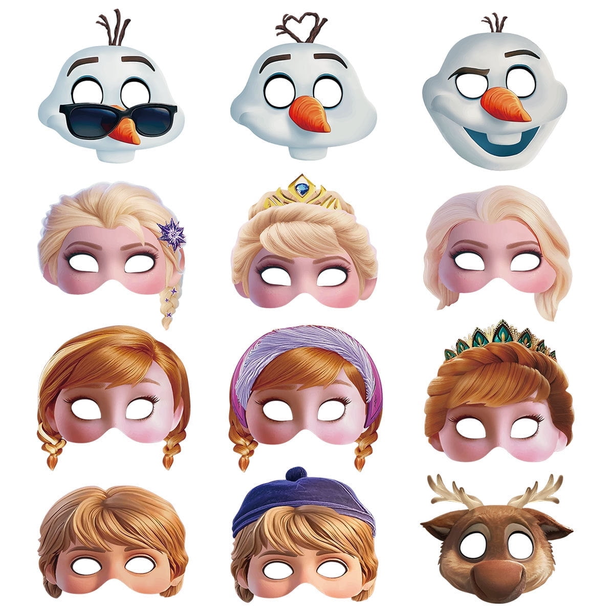12Pcs Frozen Themed Paper Glasses, Party Supplies Photo Booth Prop Cartoon Character Cosplay Birthday Gift for Kids.