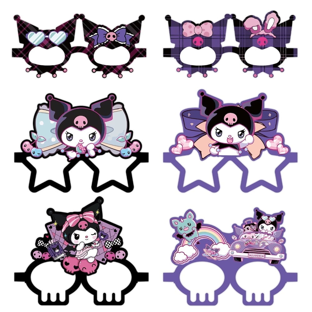 12Pcs Kuromi Themed Glasses, Party Supplies Photo Booth Prop Cartoon Character Cosplay Birthday Gift for Kids.
