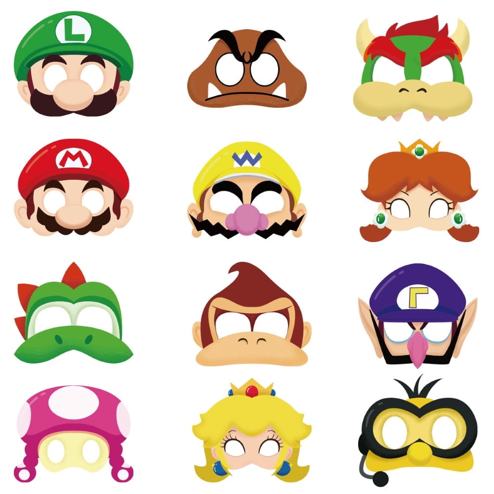 12Pcs Super Mario Bros Themed Glasses, Party Supplies Photo Booth Prop Cartoon Character Cosplay Birthday Gift for Kids.