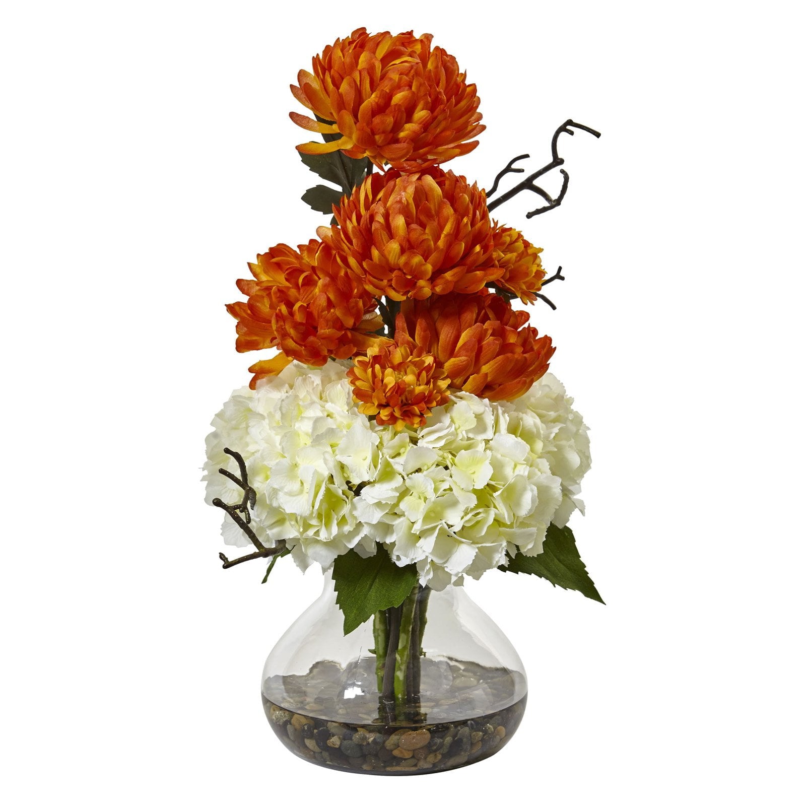 Nearly Natural Hydrangea and Mum in Vase