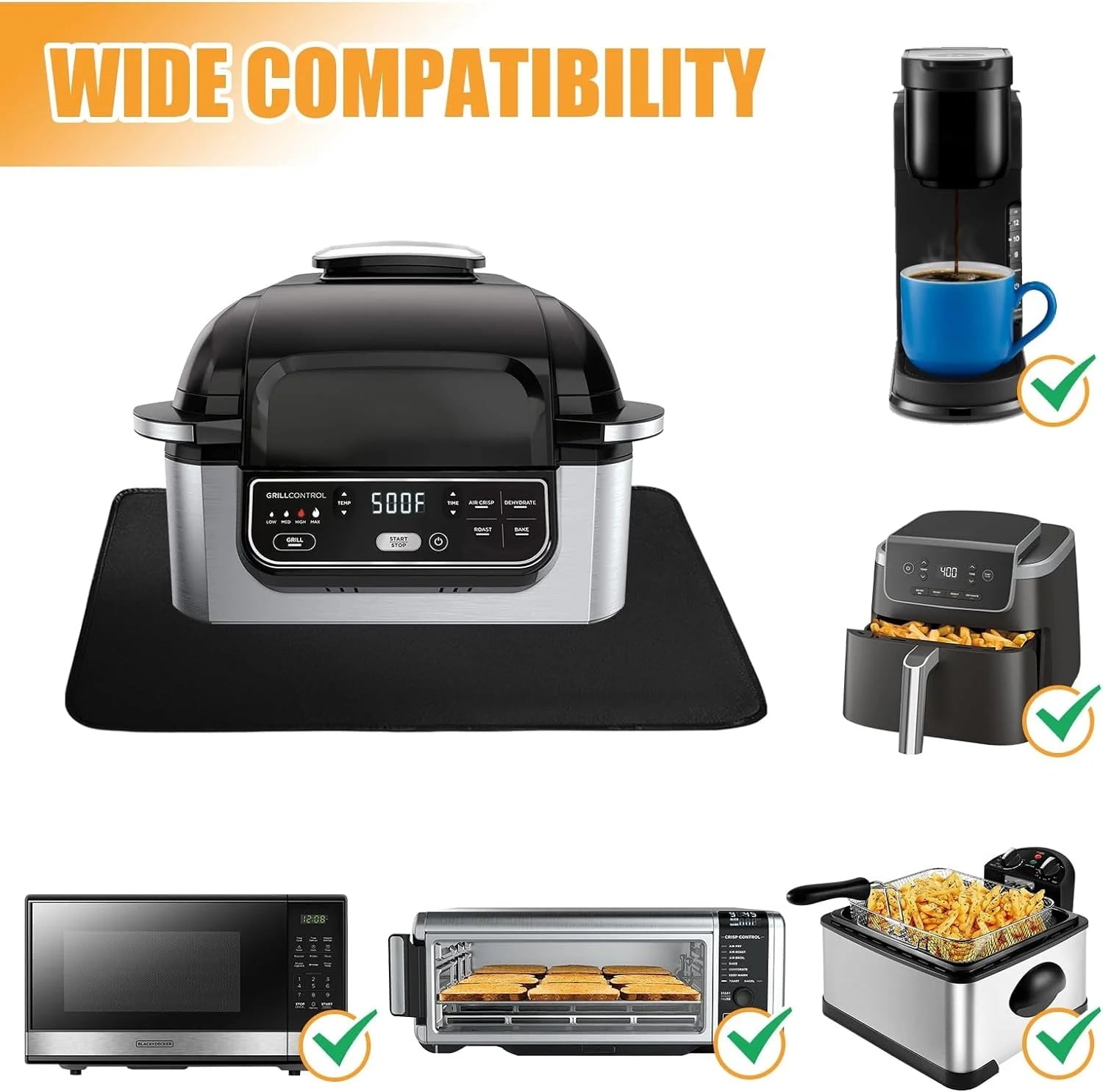 Heat Resistant Mat for Air Fryer,Deep Fryer,Oven,39*39in Hot Pads for Kitchen Counter Heat Protector,Under Coffee Maker Mats for Quartz Countertop Protector,Deep Fryer Coffee Machine Accessories