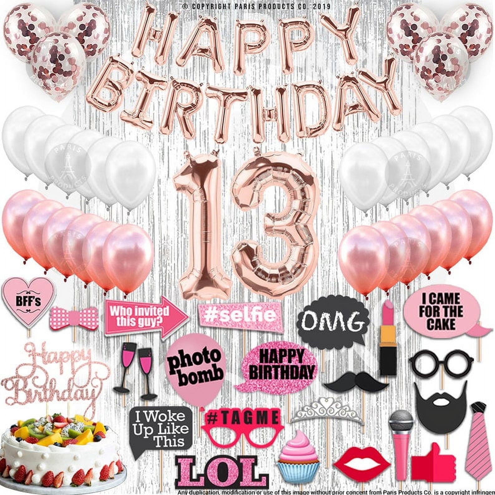 4th Birthday Decorations Party Supplies, Rose Gold 4Number Balloons 4th Foil Mylar Balloons Latex Balloon Decoration 4th Birthday Gifts