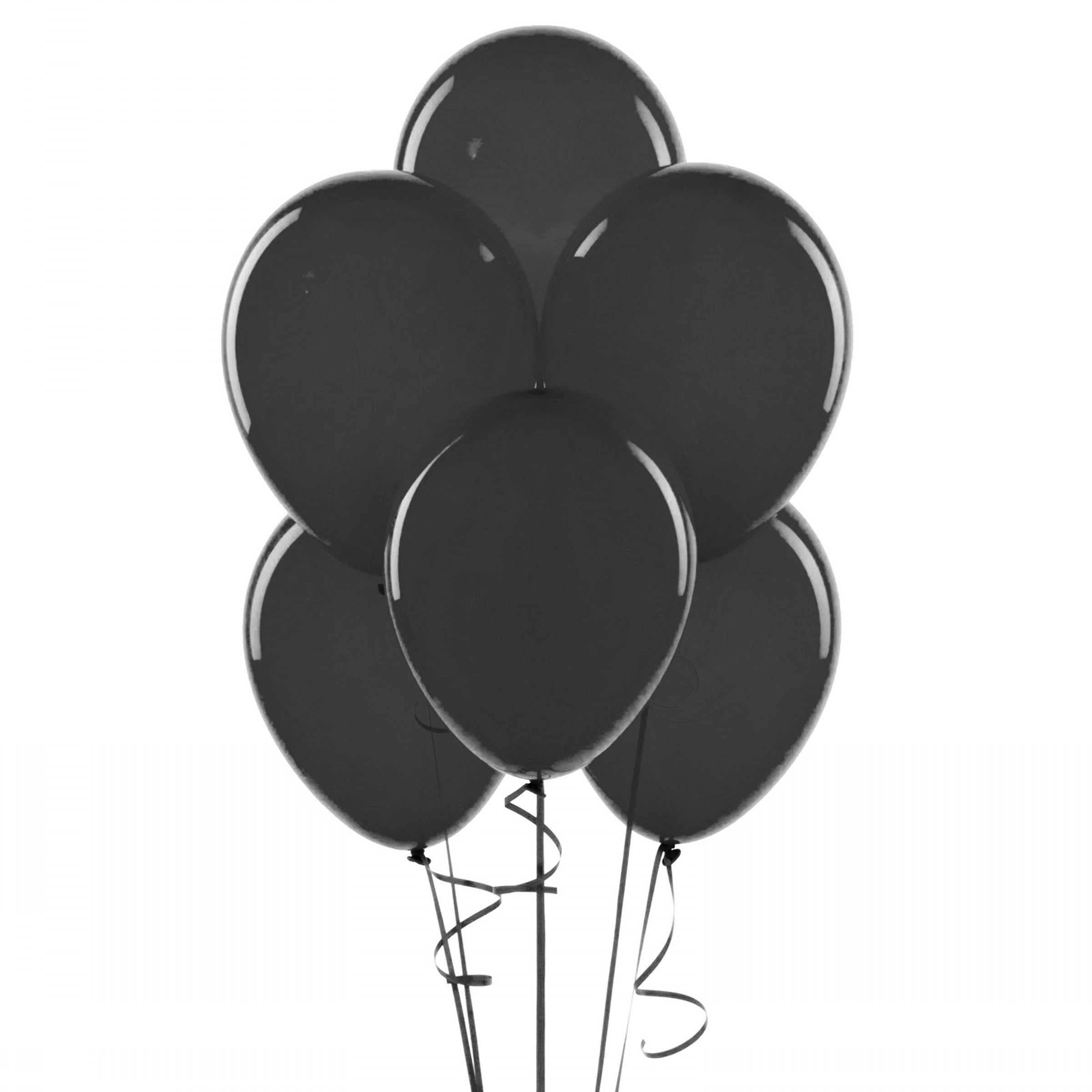 144 Latex Balloons 12" with Clips and Curling Ribbon - Black