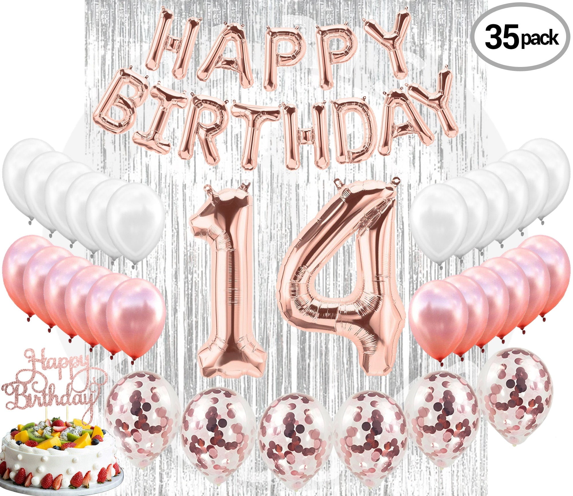 4th Birthday Decorations Party Supplies, Rose Gold 4Number Balloons 4th Foil Mylar Balloons Latex Balloon Decoration 4th Birthday Gifts