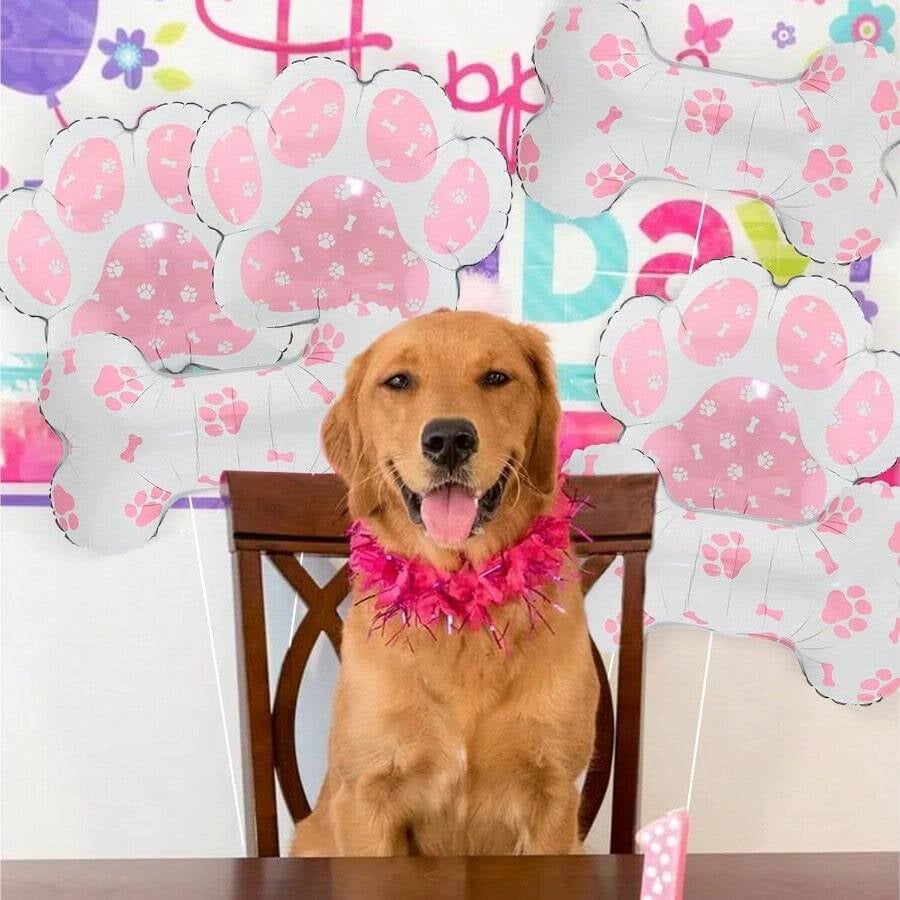 Paw Print SetPink Dog Paw Balloons Bone Balloons Dog Party Decorations Paw Print Balloon For Baby Shower Birthday Pets Party Decorations 6 PcsQAZ5801