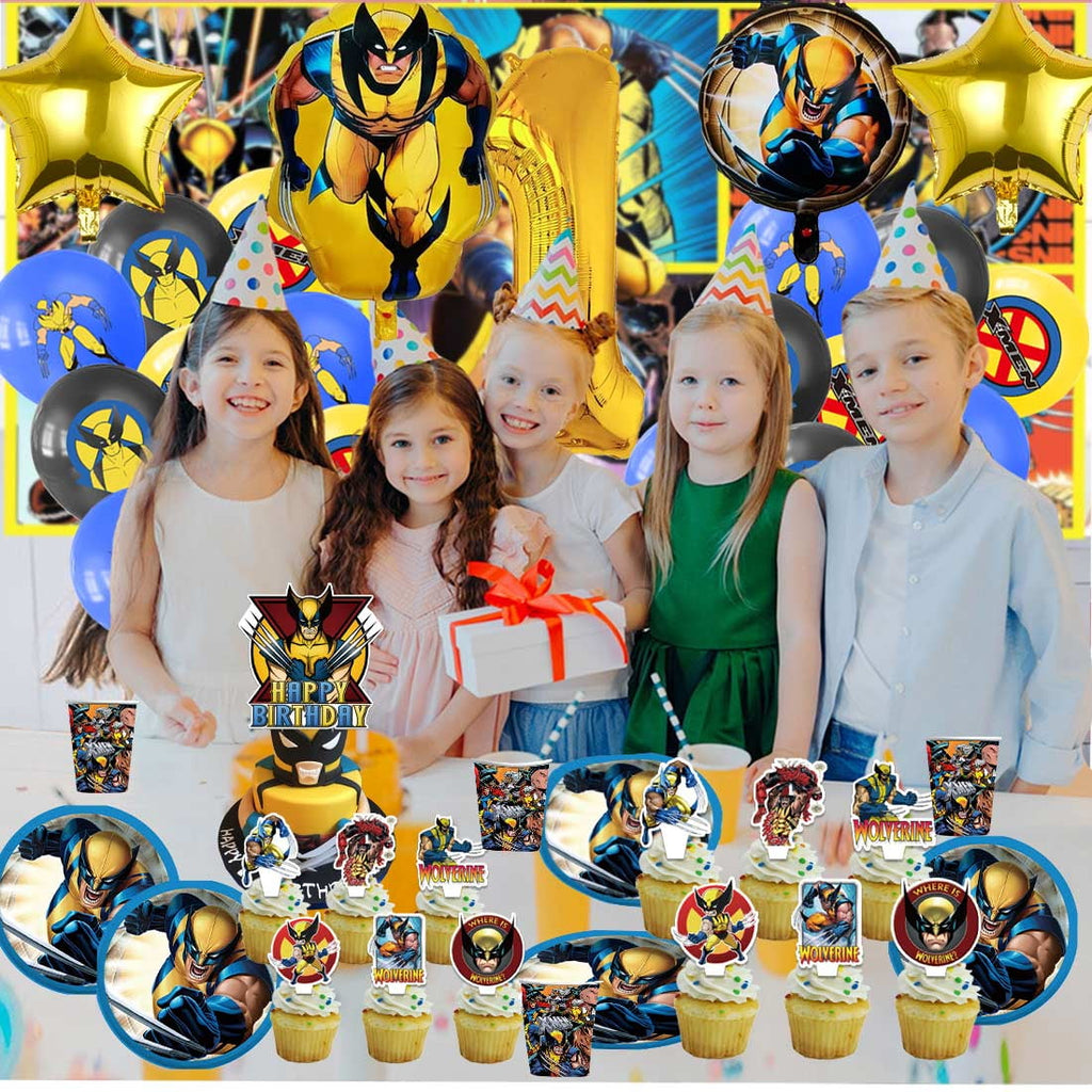 Wolverine X-men Party Supplies Decor Tableware Backdrop Banner Cake Topper Balloons Birthday Decorations