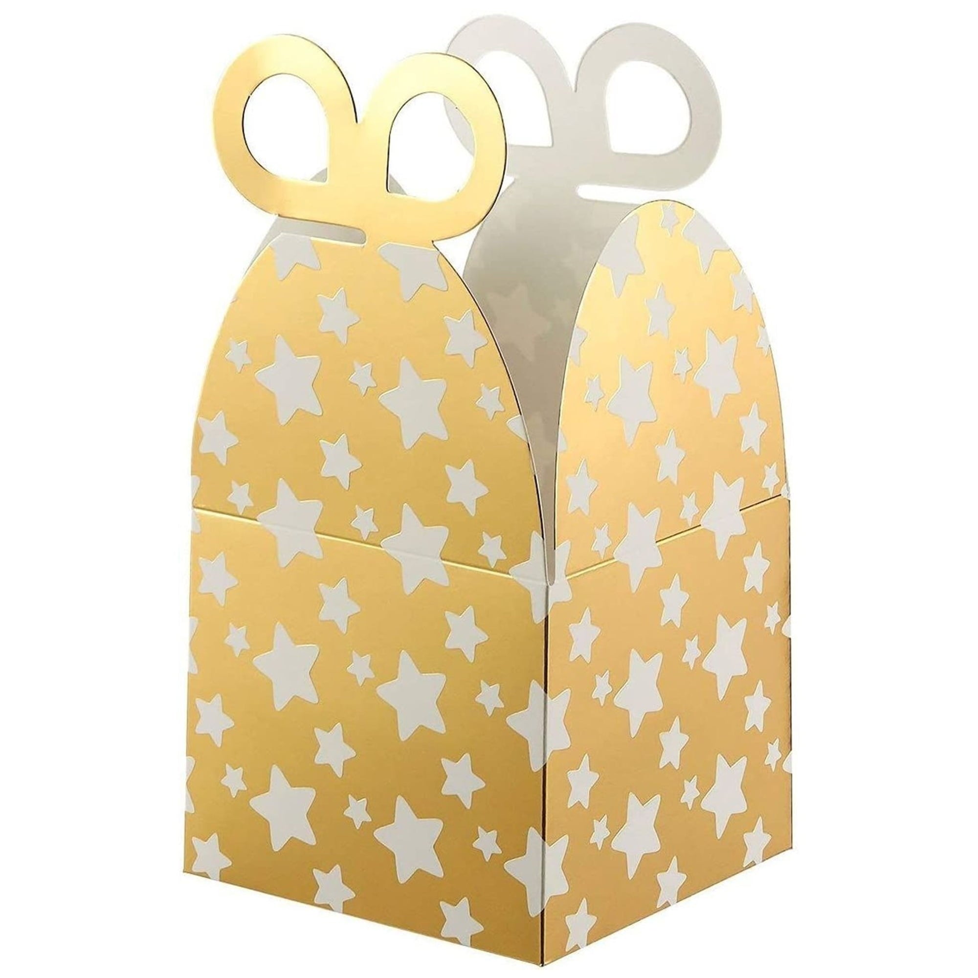36 Pack Mini Gable Boxes for Party Favors, Birthday, Wedding, Anniversaries, Valentines, Engagement, Gold Foil Ornament Gift Boxes, 4 Patterns Designs (3.7x3.2x3.7 in)