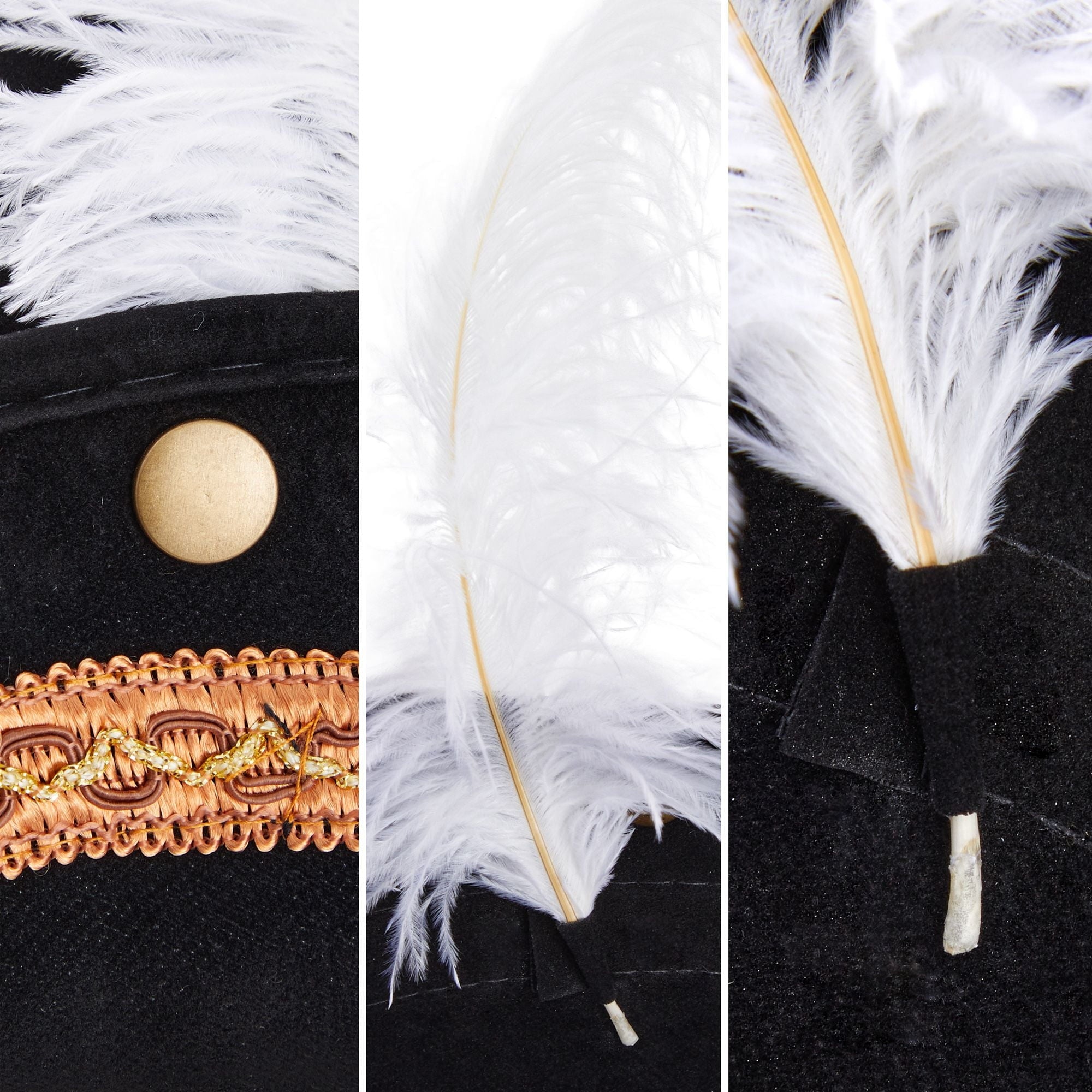 Adult Tricorn Pirate Hat with Feather for Halloween Outfit - Black Pirate Hat for Colonial Revolutionary History Theme Birthday & Halloween Party Costume 15 x13 x 3.5 In