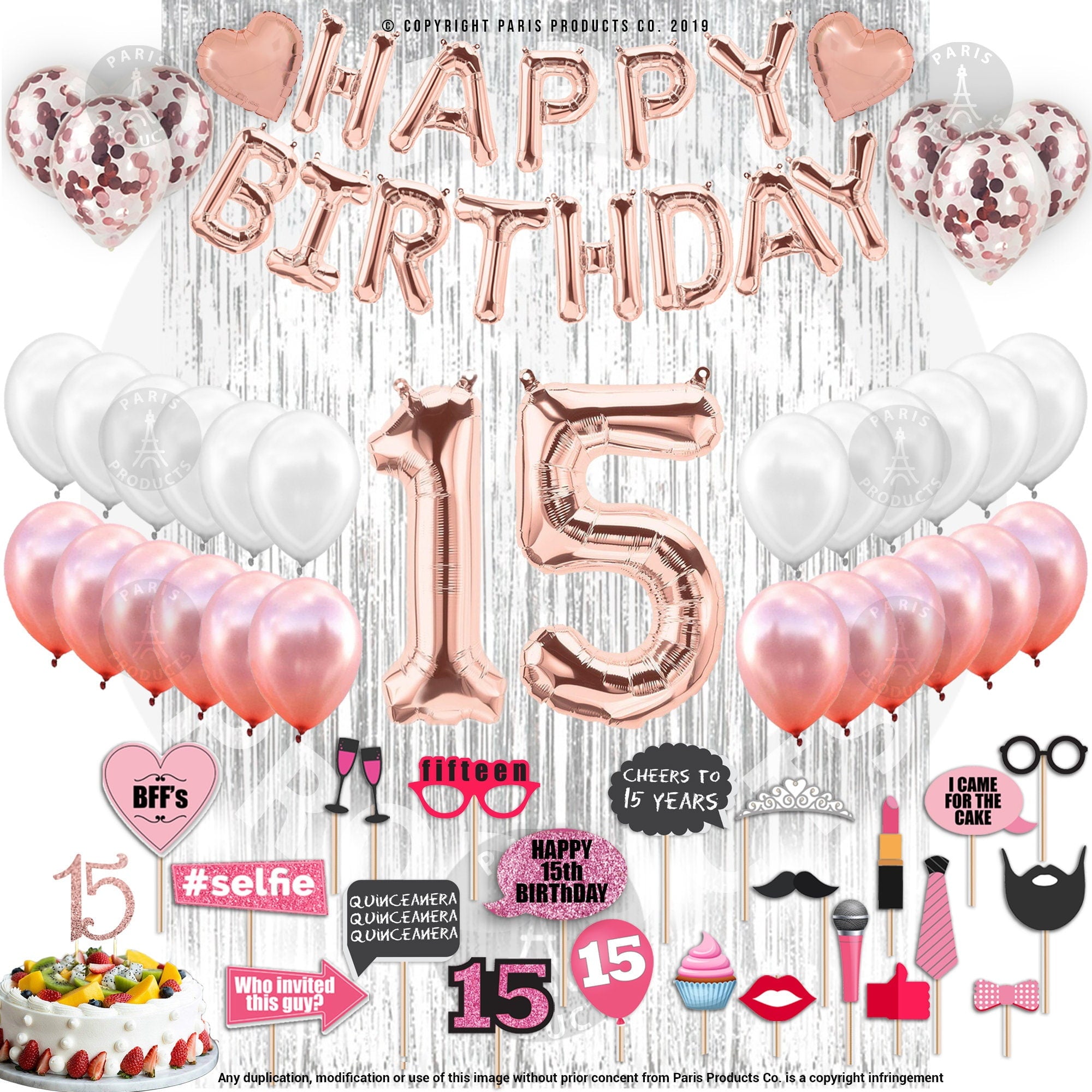 4th Birthday Decorations Party Supplies, Rose Gold 4Number Balloons 4th Foil Mylar Balloons Latex Balloon Decoration 4th Birthday Gifts