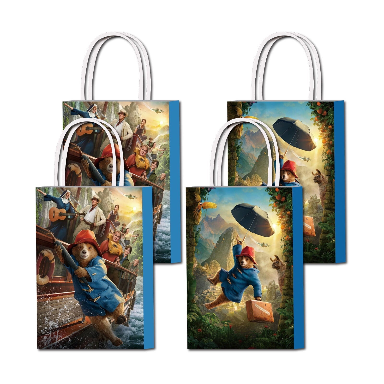16 Pcs For Paddington Cartoon For Peru-Themed Party Favor Bags - Candy Gift Bags with Handles for Celebrations and Event Decorations