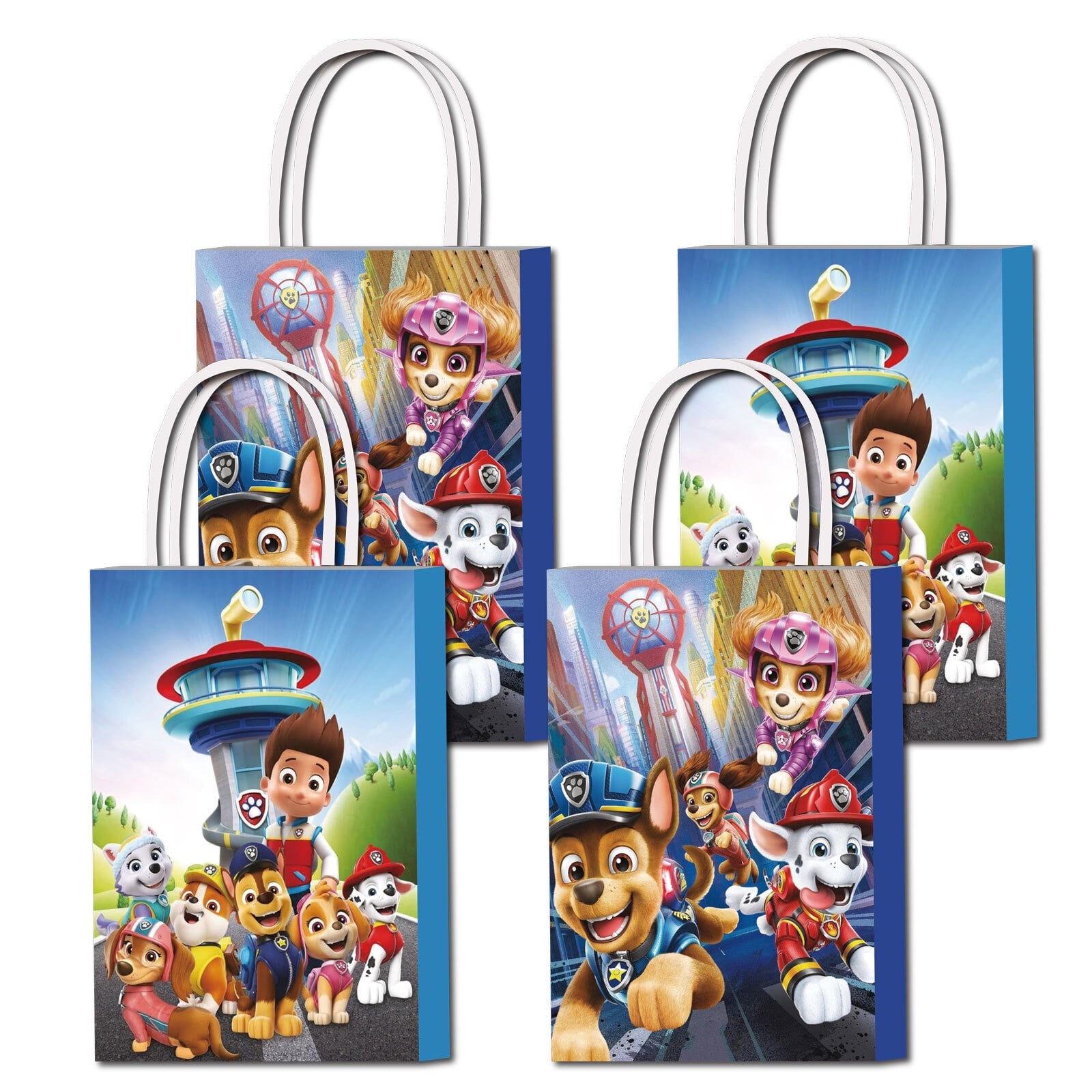 16 Pcs For Paw Cartoon For Patrol-Themed Party Favor Bags - Candy Gift Bags with Handles for Celebrations and Event Decorations