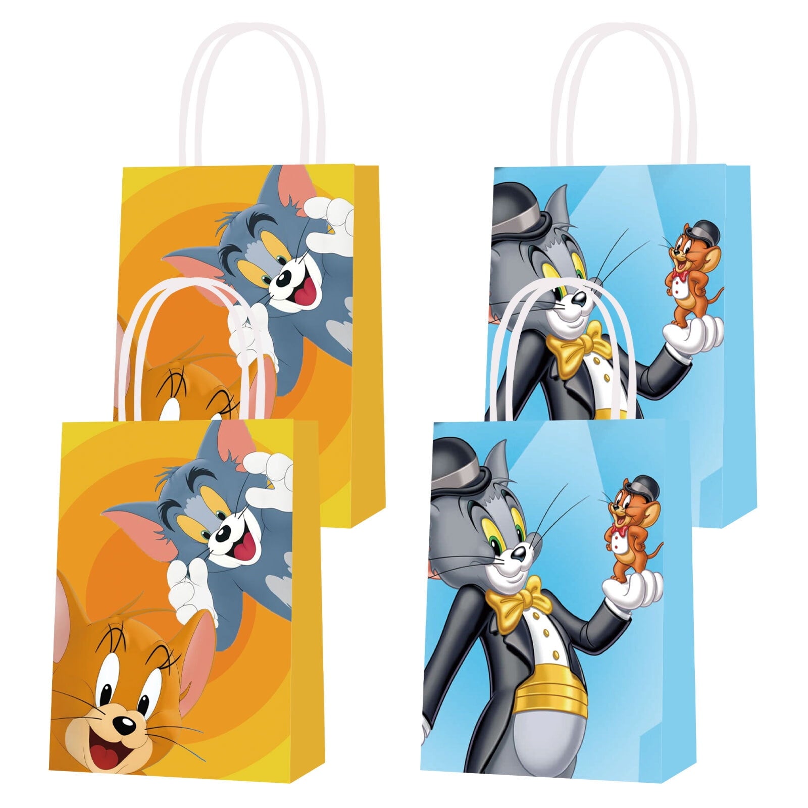 16 Pcs For Tom and Jerry-Themed Party Favor Bags - Candy Gift Bags with Handles for Celebrations and Event Decorations