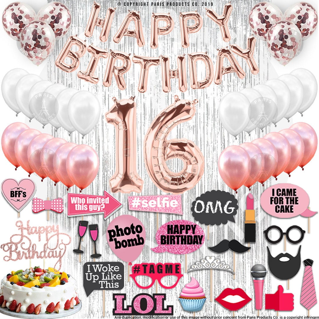 4th Birthday Decorations Party Supplies, Rose Gold 4Number Balloons 4th Foil Mylar Balloons Latex Balloon Decoration 4th Birthday Gifts