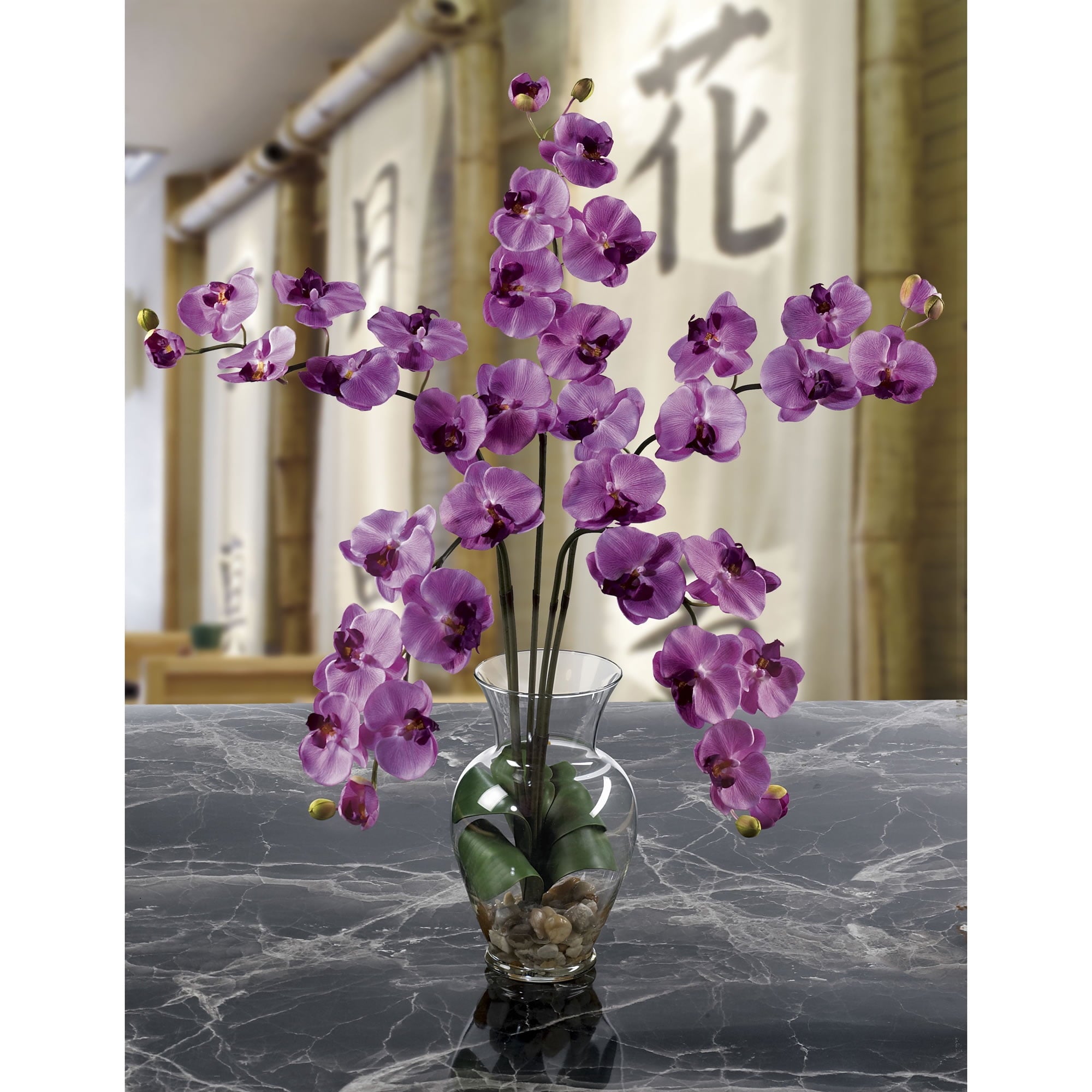 Nearly Natural Phalaenopsis Liquid Illusion Silk Flower Arrangement, White