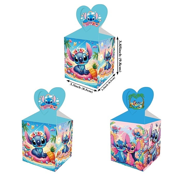 24PCS Stitch Party Candy Boxes for Anime Theme Birthday Party Supplies Decor,Kids Birthday Game Party Kraft Paper Gift Bag Decoration