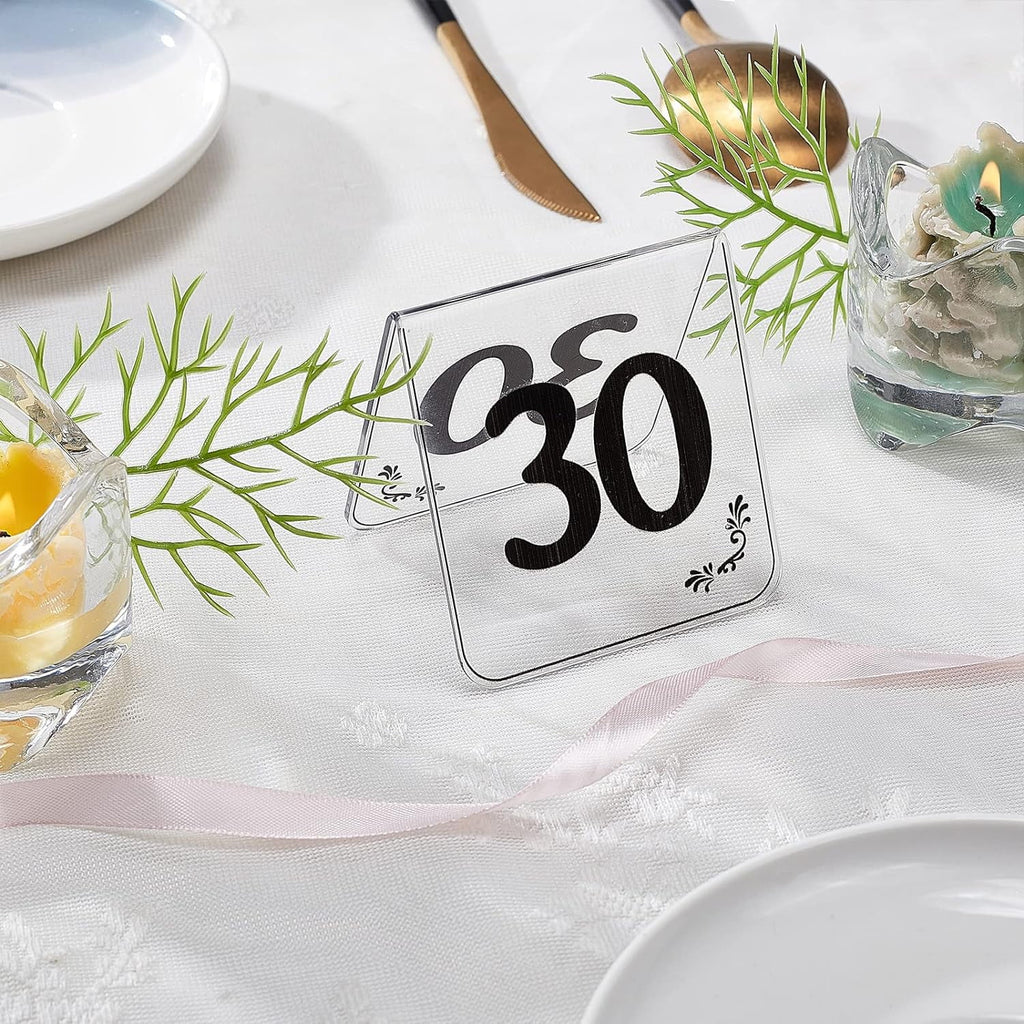 30pcs Acrylic Tent Table Numbers 1-30 Double Sided Table Numbers Signs Number Table Tent Acrylic Numbers Cards Signs for Wedding Party Banquets Receptions Dinner DIY