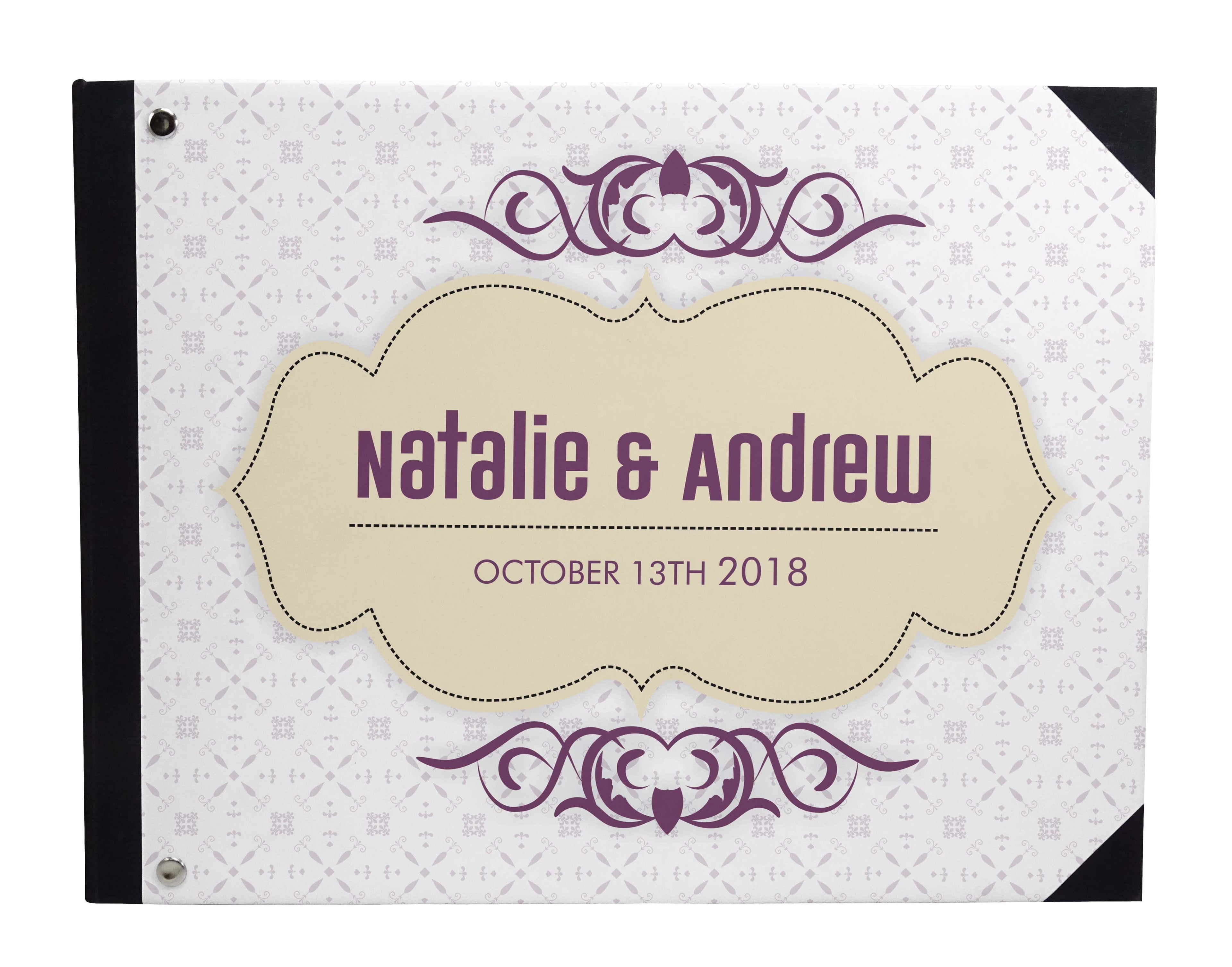 Darling Souvenir White Geometric Wedding Guest Book Hardbound Guest Sign-In Book Guest Registry Guestbook-9 x 12 Inches