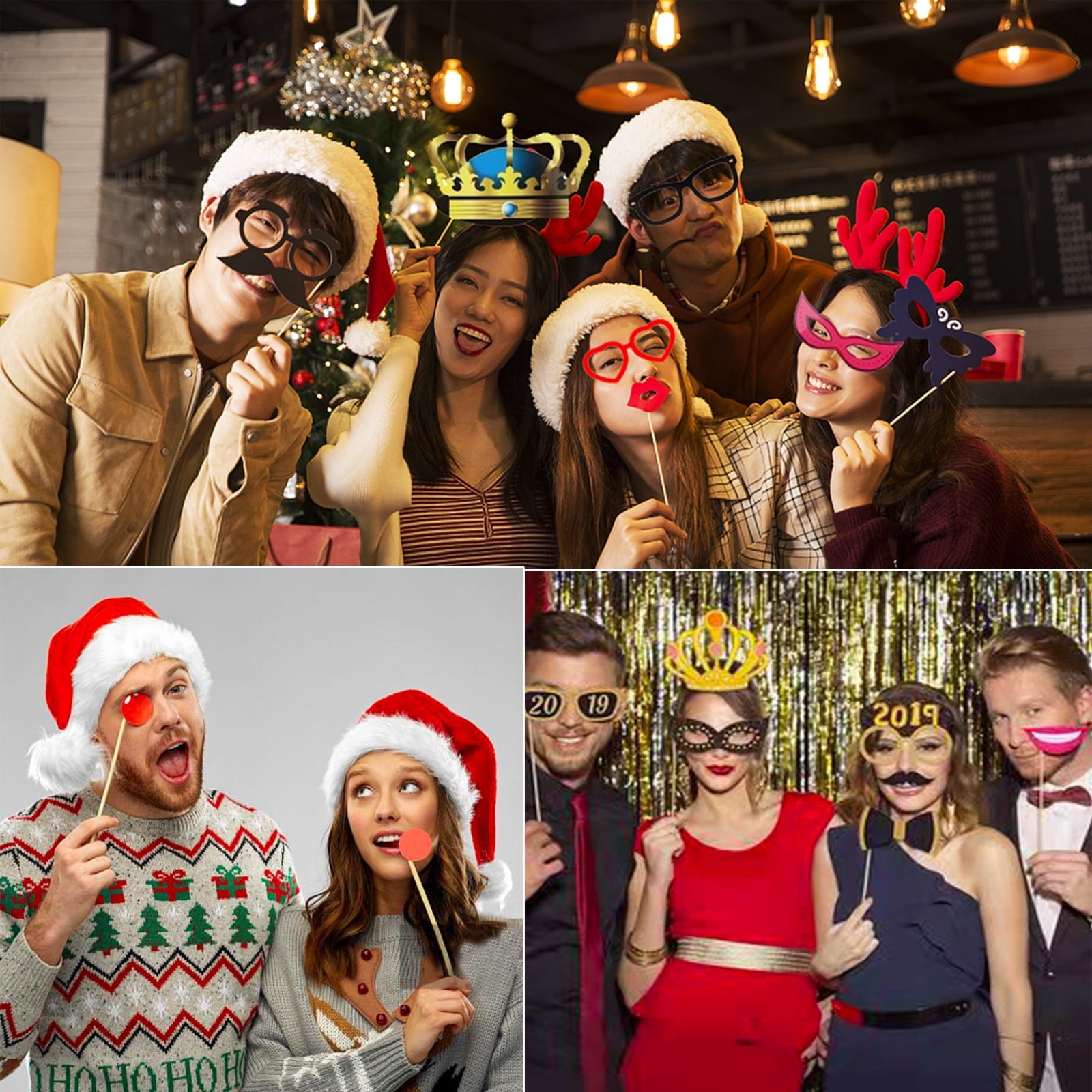 89 Pieces Photo Booth Props DIY Kit Graduation Funny Selfie Props Accessories for Wedding Prom Party