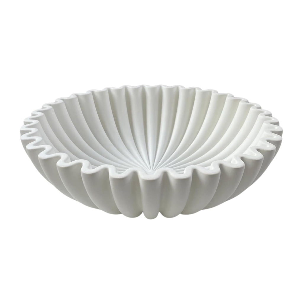 Taosunzt Black Ruffle Decorative Bowl Modern Living Room Home Office Resin Fluted Bowl Coffee Table Bookshelf Centerpiece Desktop Decoration White 2