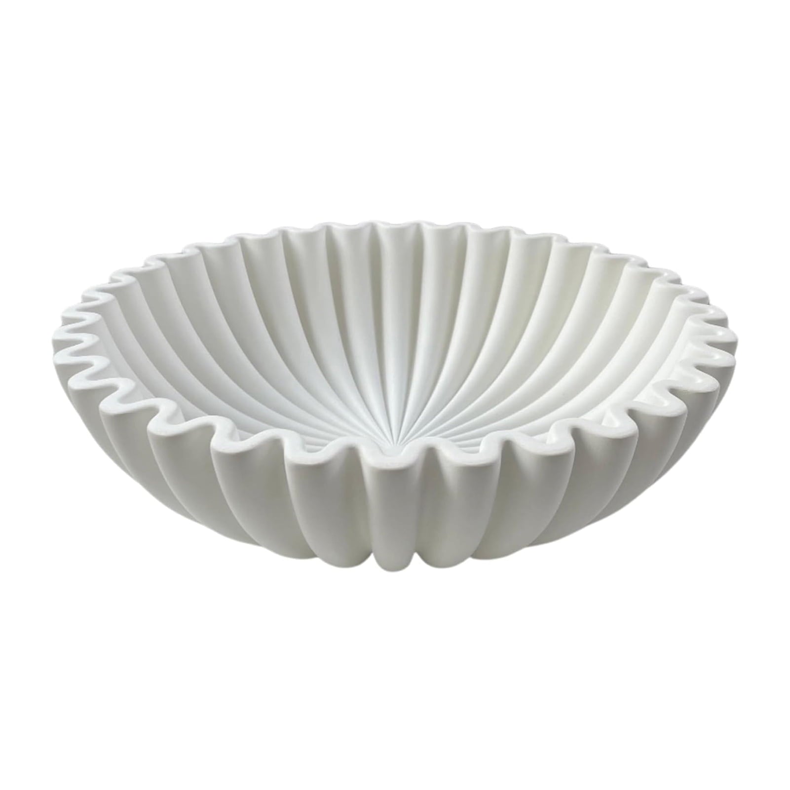 Taosunzt Black Ruffle Decorative Bowl Modern Living Room Home Office Resin Fluted Bowl Coffee Table Bookshelf Centerpiece Desktop Decoration White 2