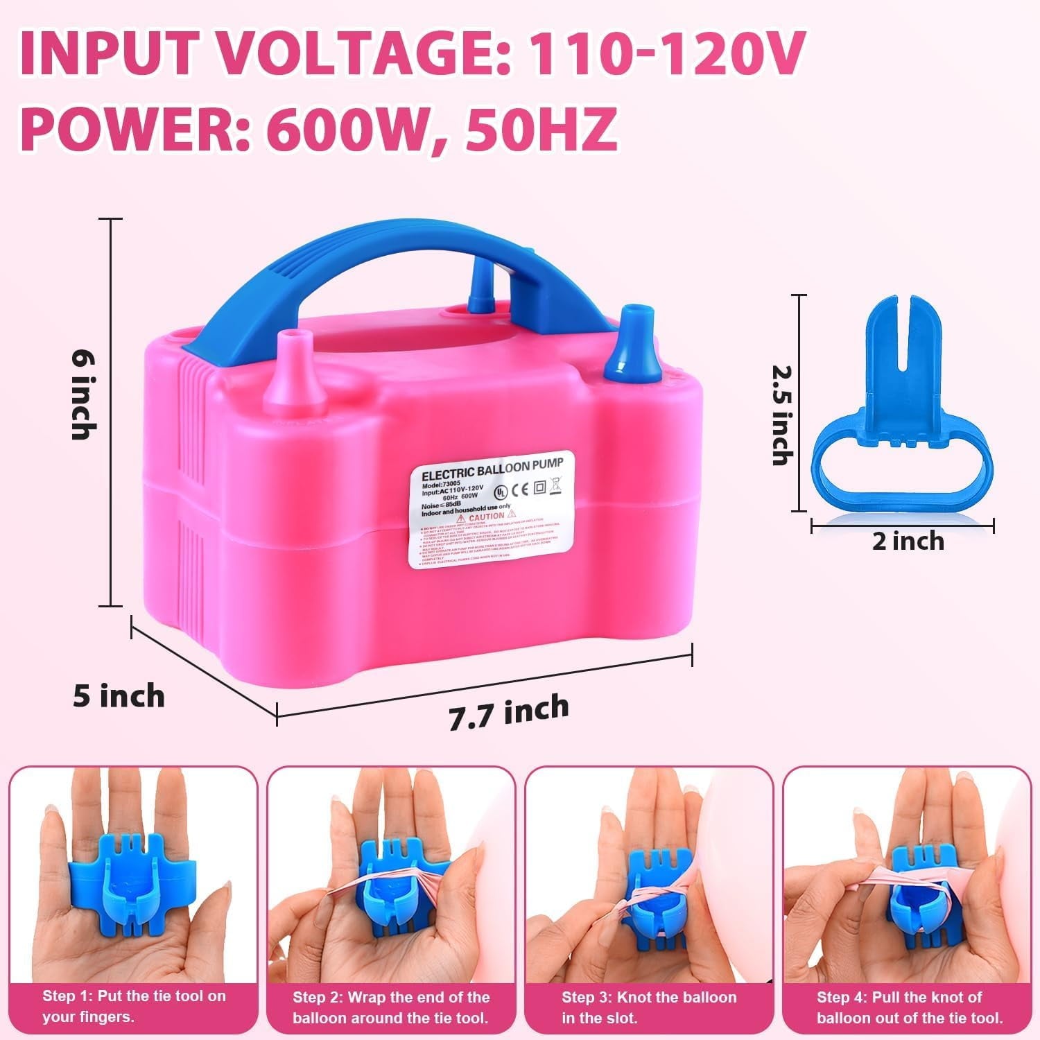 Balloon Pump Electric, Electric Air Pump Replace Manual Balloon Hand Pump, US Standard Plug Balloon Inflator Pump Electric with Dual Nozzles for Balloon Arch, Balloon Stand, Party Decorations