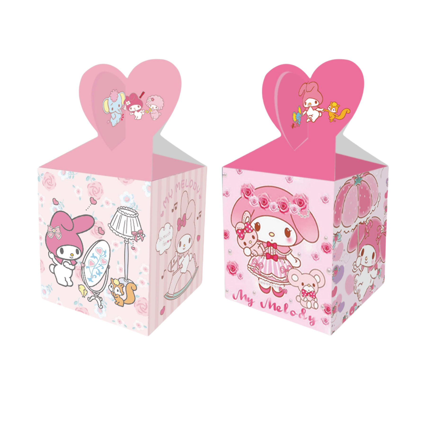 24PCS My Melody Party Candy Boxes for Anime Theme Birthday Party Supplies Decor,Kids Birthday Game Party Kraft Paper Gift Bag Decoration