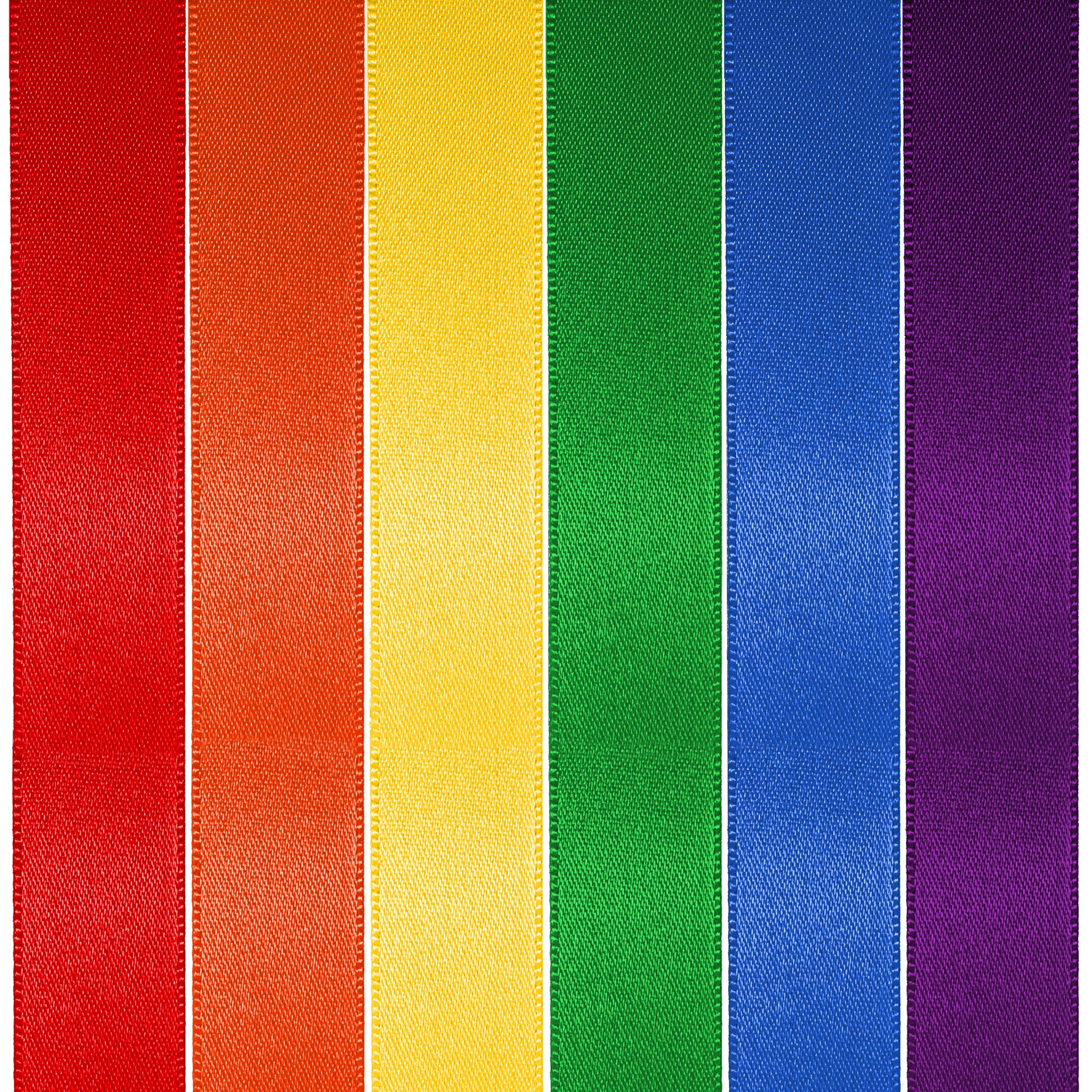 Single Faced Satin Rainbow Ribbon, 6 Colors, 5/8" x 600 Yards