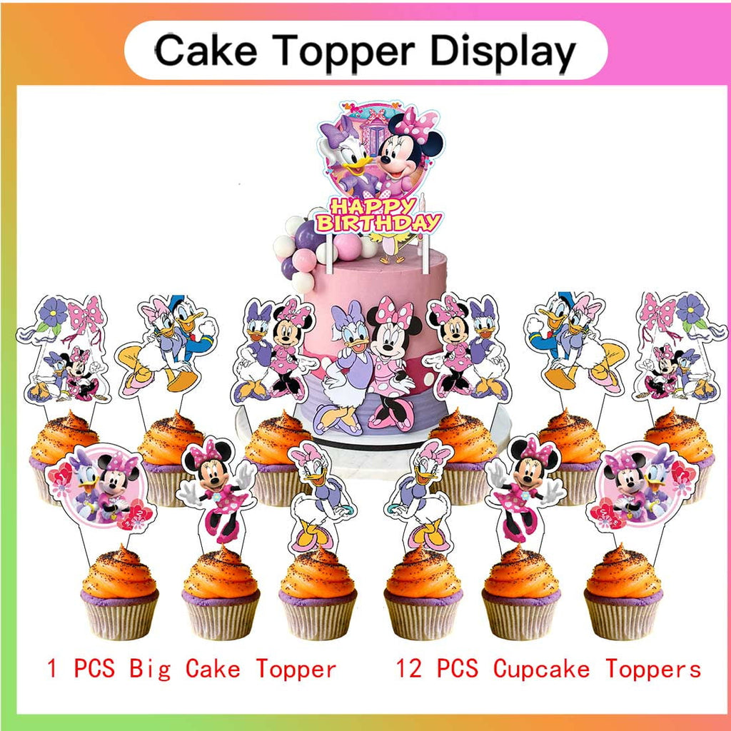 Daisy Minnie bowtique Party Supplies Decor Tableware Backdrop Banner Cake Topper Balloons Birthday Decorations